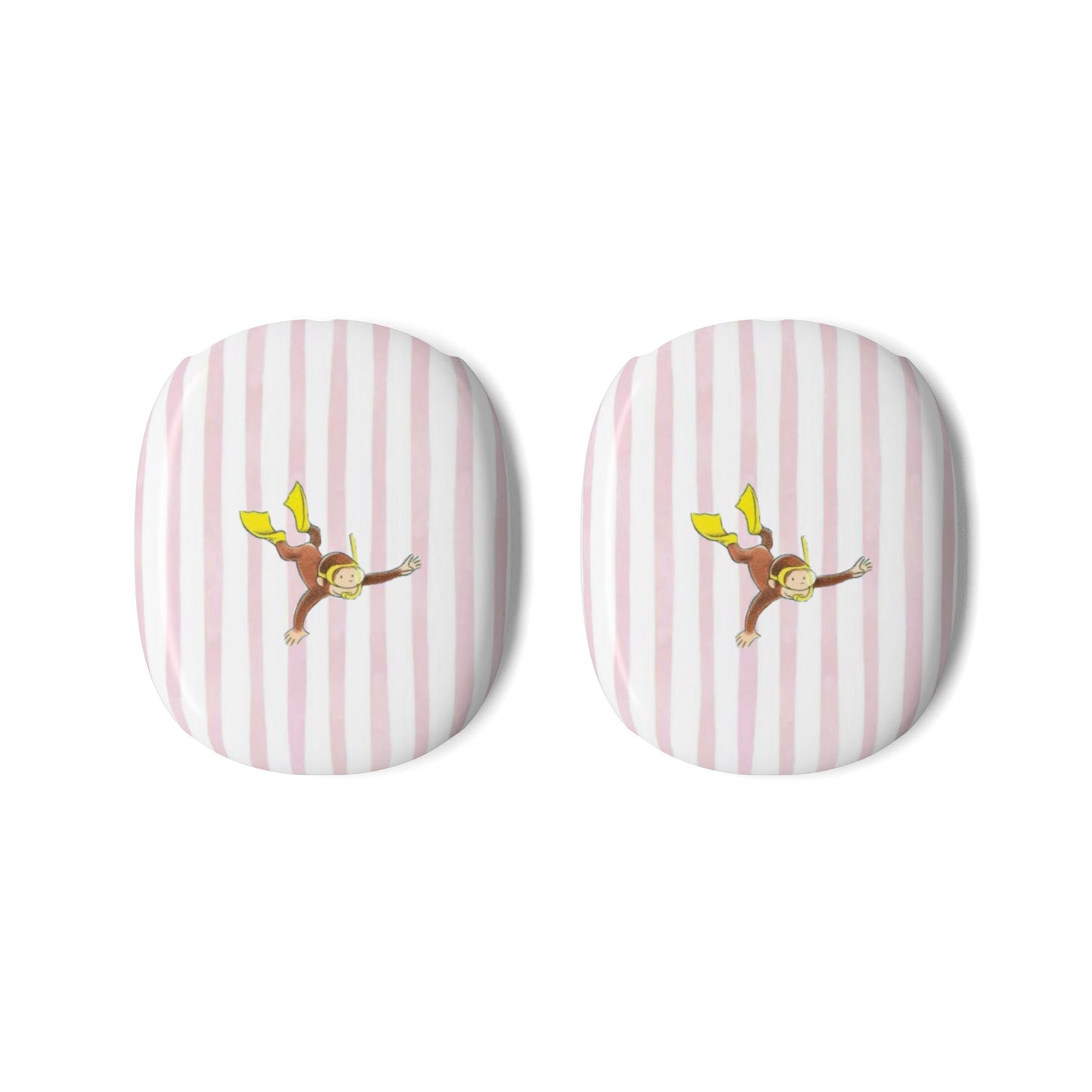 Swimming Curious George –  Pink Striped Monkey AirPods Max Case