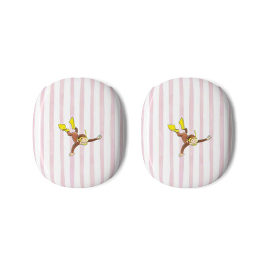 Swimming Curious George –  Pink Striped Monkey AirPods Max Case