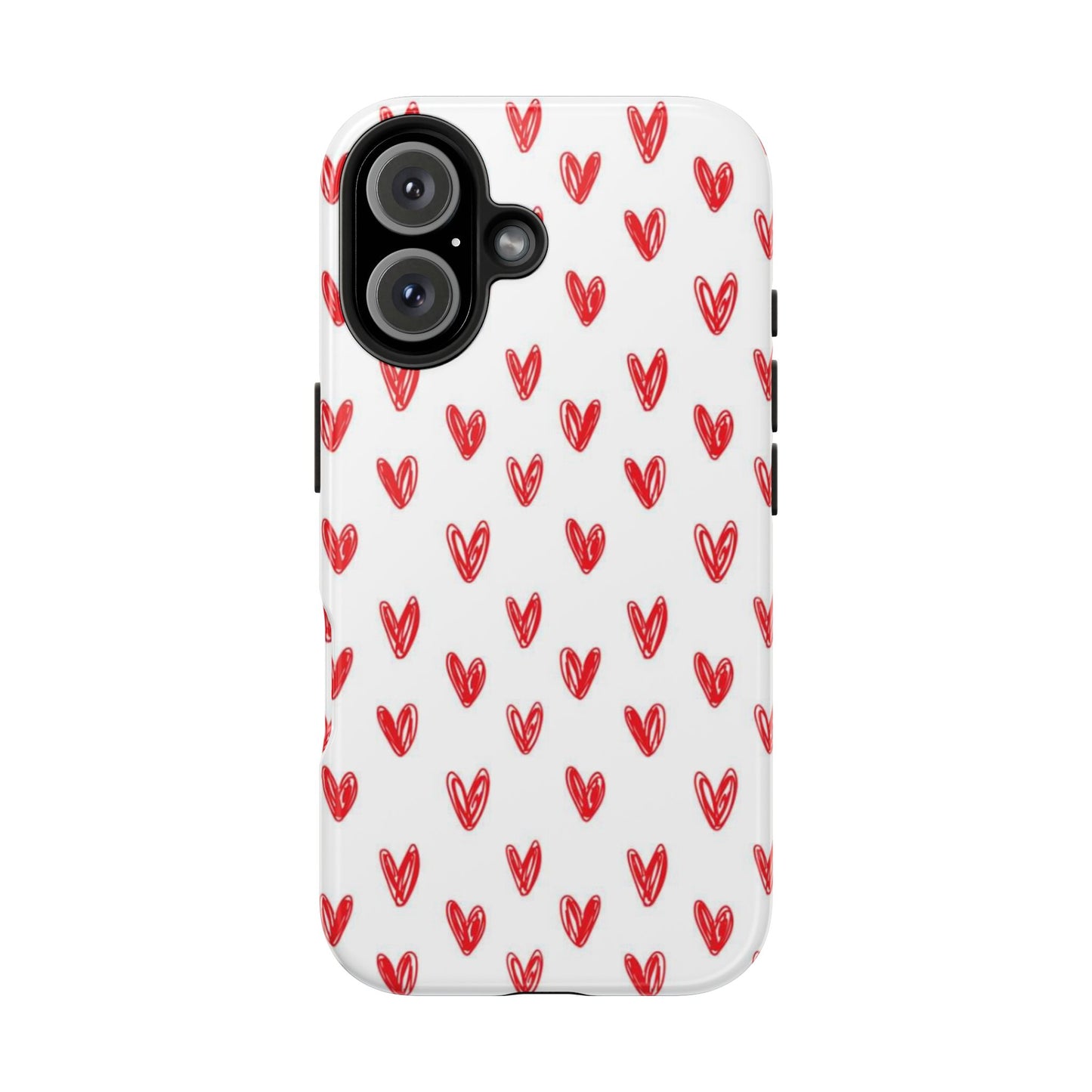 Love Notes | Red Hand-Drawn Hearts Phone Case Tough Phone Case