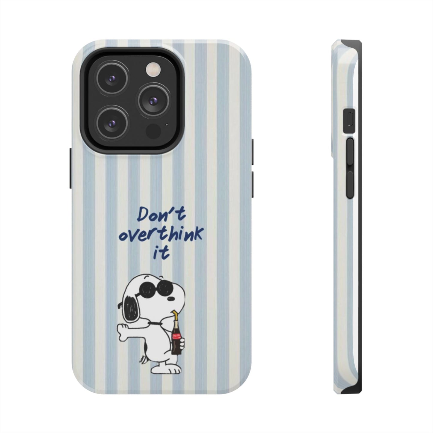 Snoopy "Don't Overthink It" Tough Phone Case — Striped Protective Cover