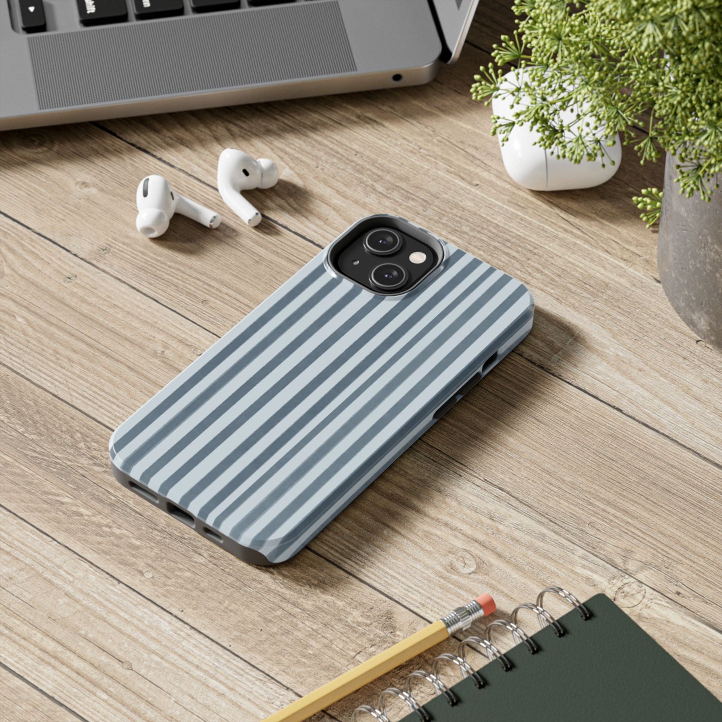 Rainy Day – Striped Tough Phone Case Blue Vertical Stripes,
