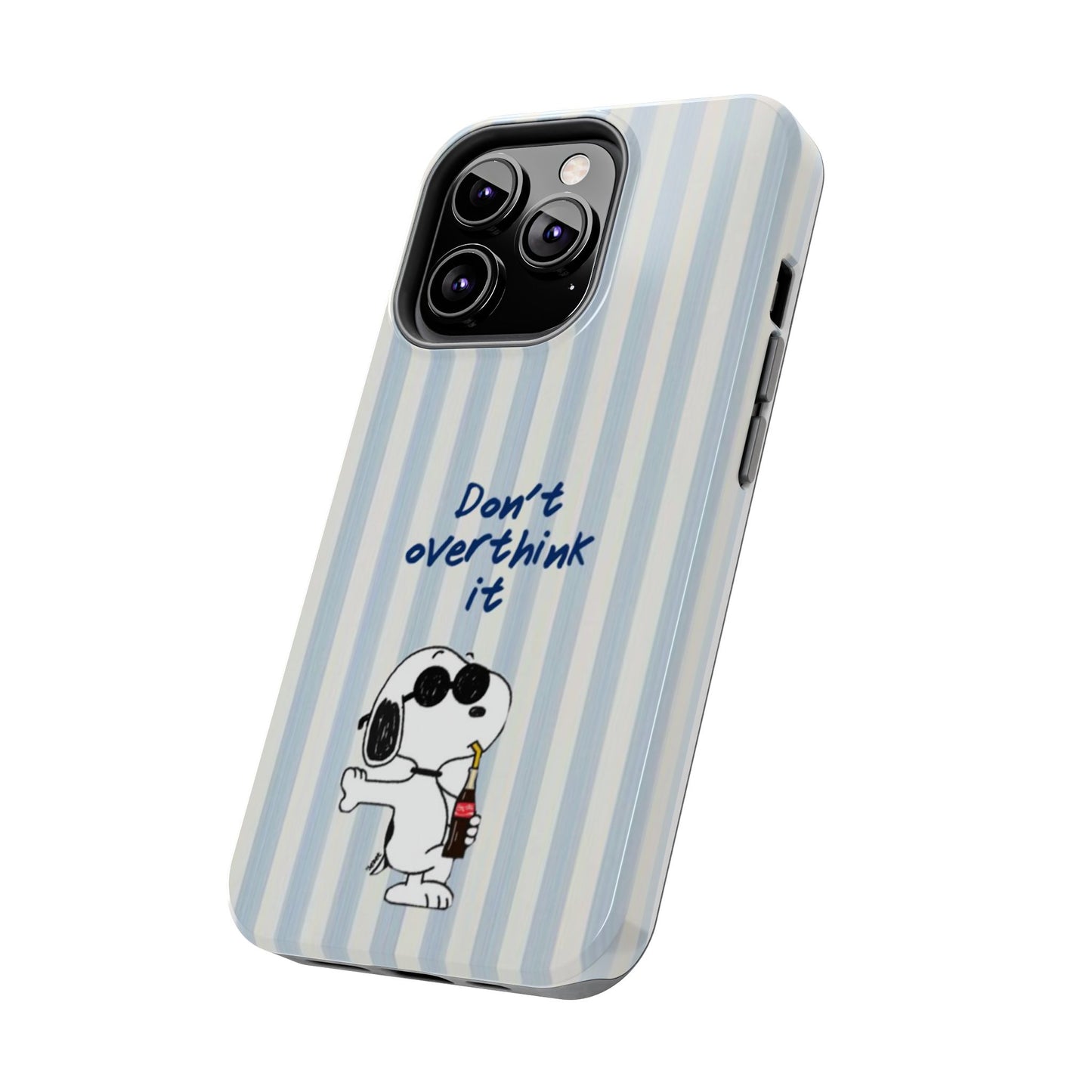Snoopy "Don't Overthink It" Tough Phone Case — Striped Protective Cover