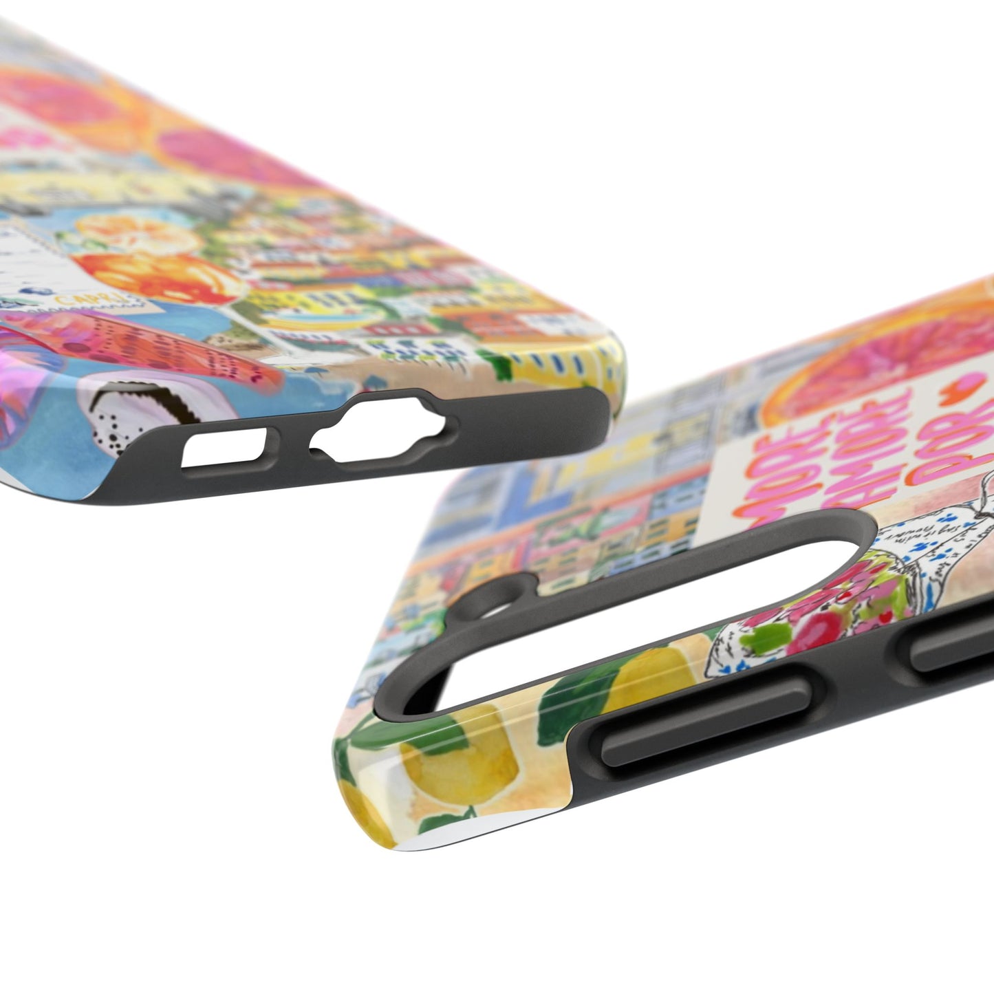 European Summers – Tough Phone Case  Tropical Watercolor Citrus & Seashell Design