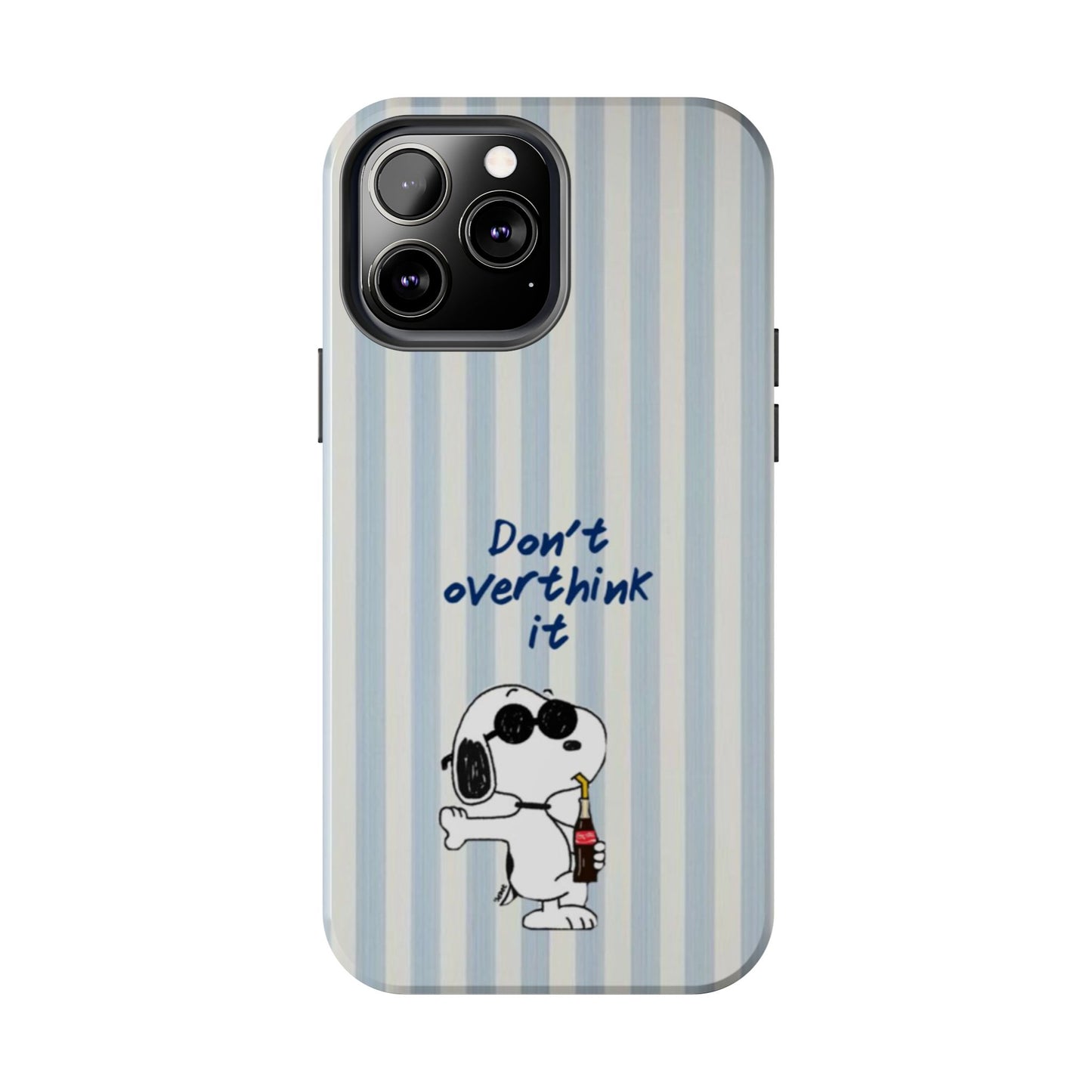 Snoopy "Don't Overthink It" Tough Phone Case — Striped Protective Cover