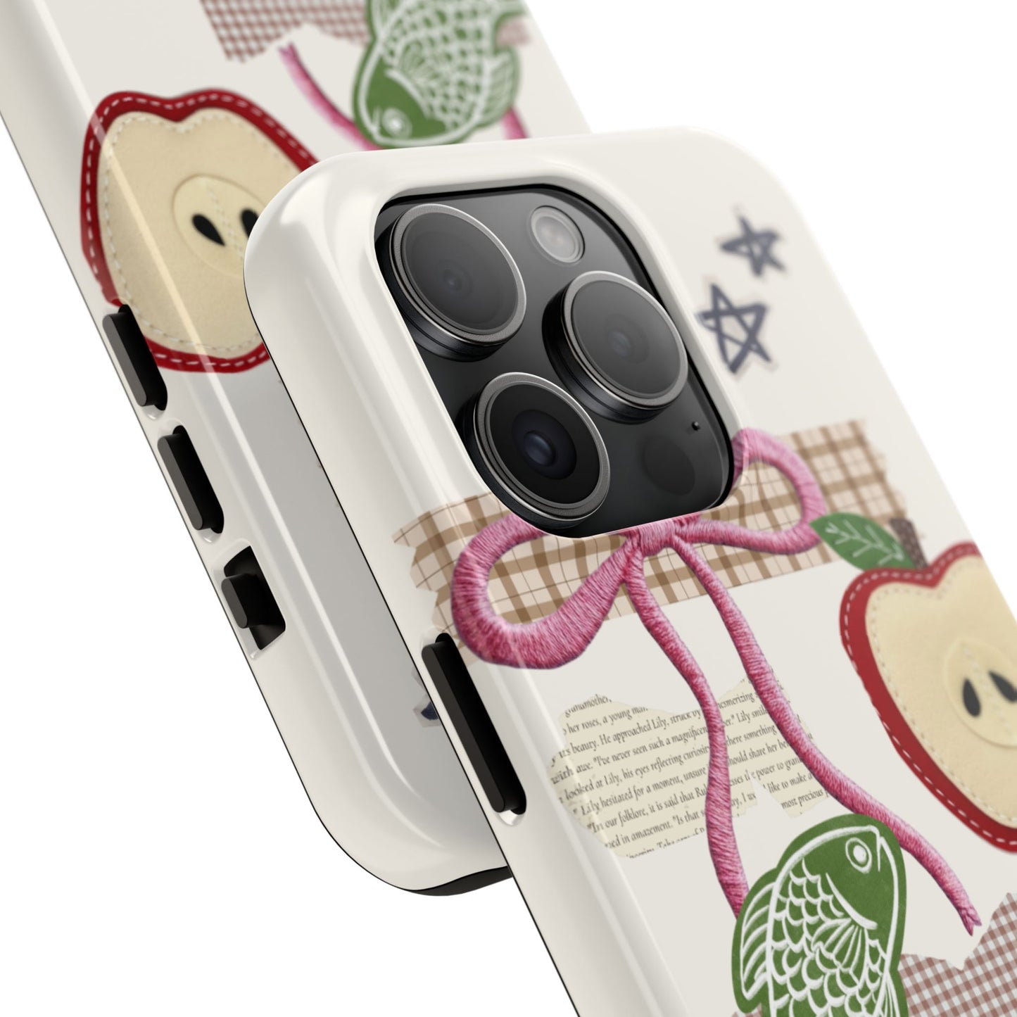 Spring Fling — Collage of Flowers Stars Fruit Fish Newspaper Cream Phone Case