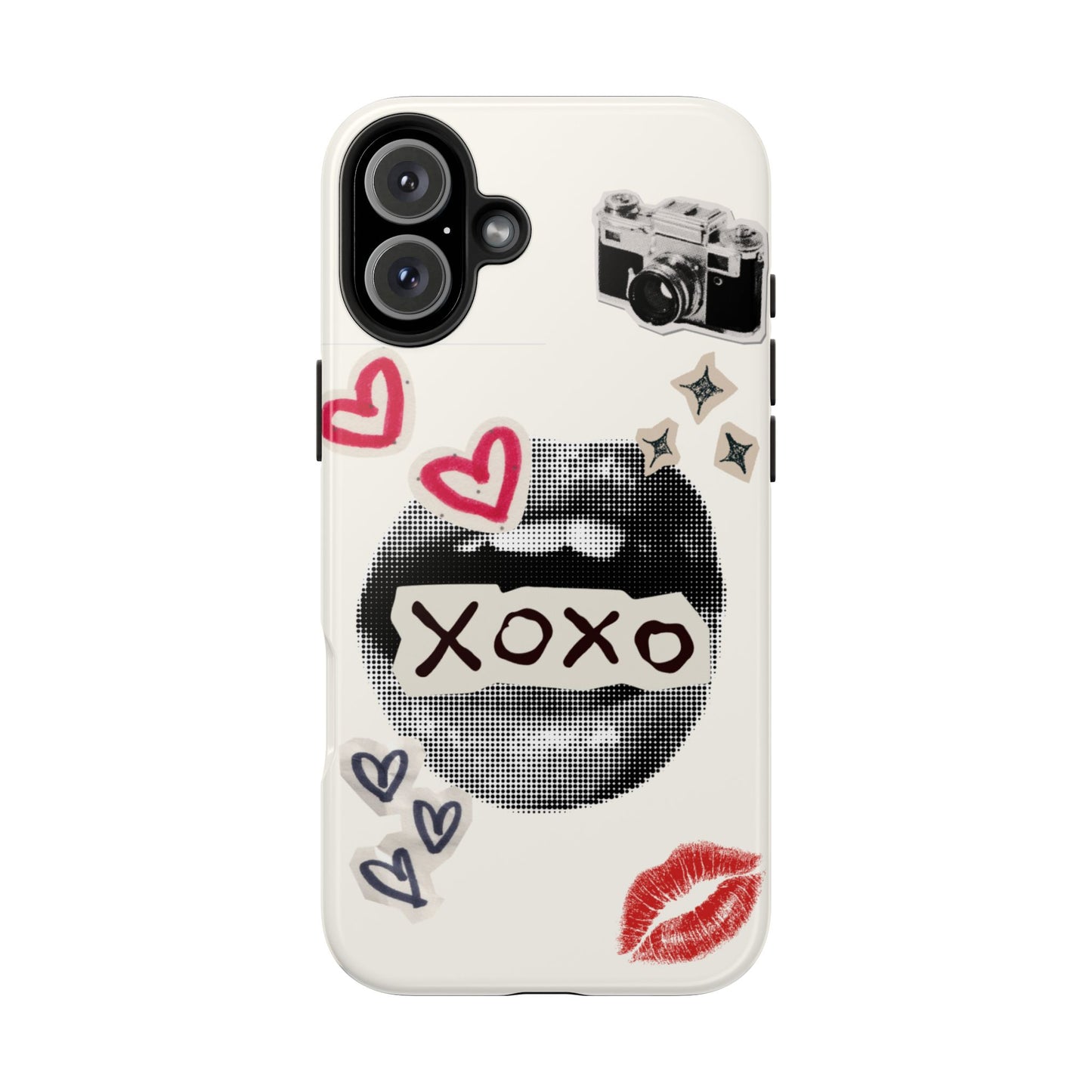 XOXO Lips Phone Case | Retro Pop Art Camera & Hearts