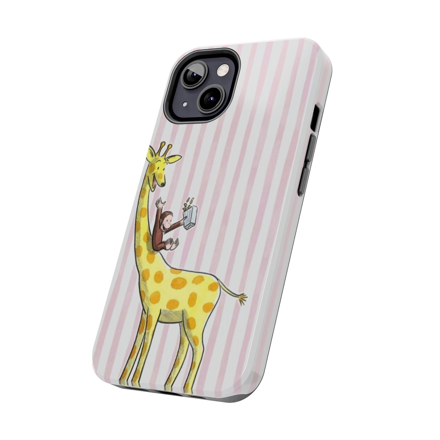 Curious George and Giraffe — Giraffe & Monkey Phone Case Cute Pink Striped Tough Case