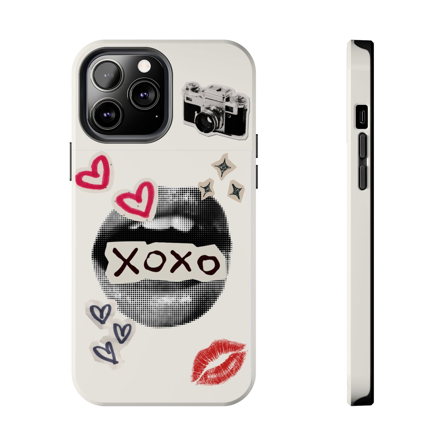 XOXO Lips Phone Case | Retro Pop Art Camera & Hearts