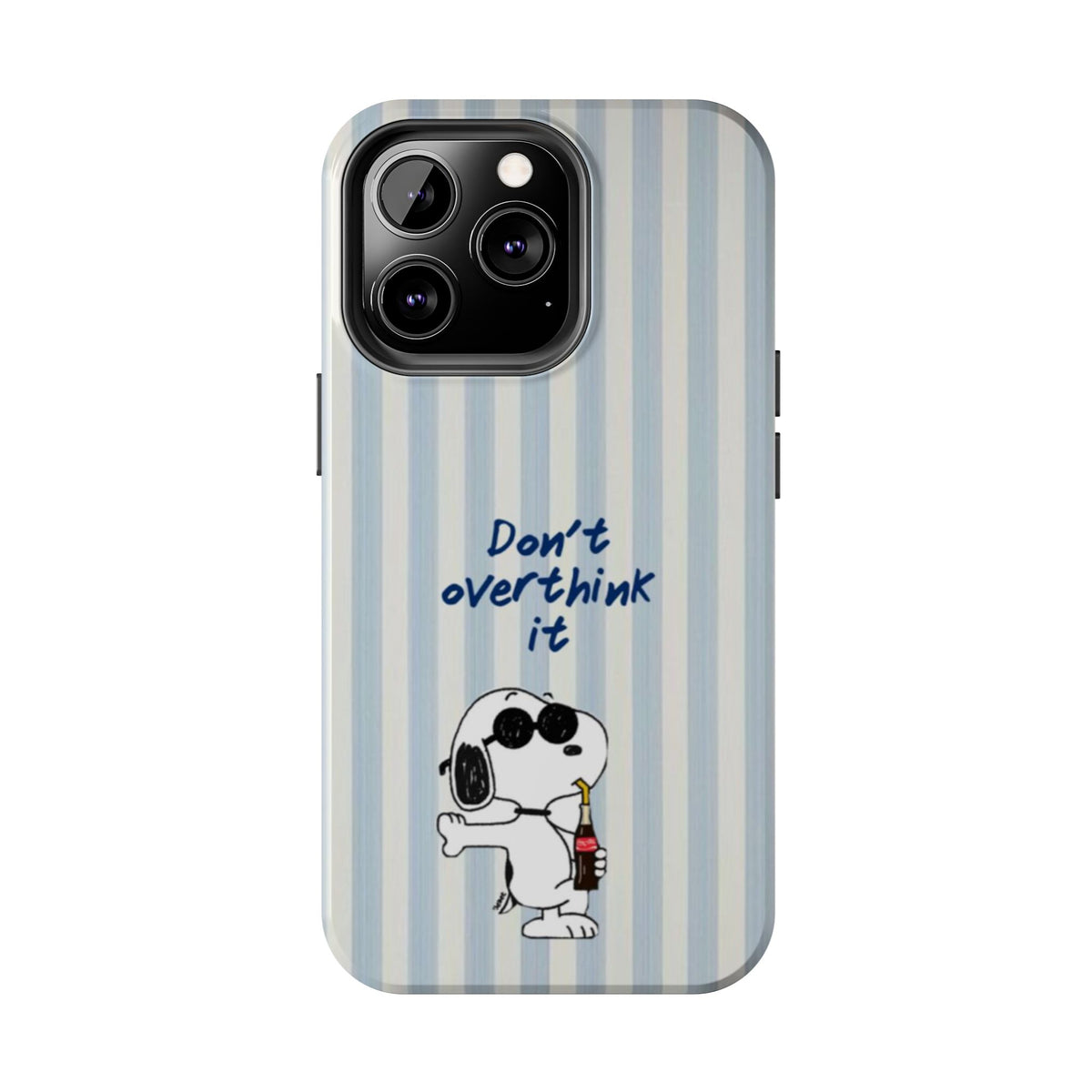 Snoopy "Don't Overthink It" Tough Phone Case — Striped Protective Cover