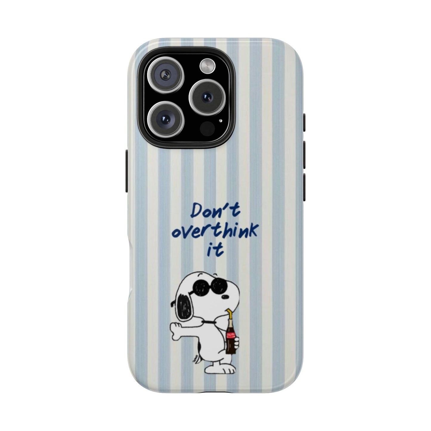 Snoopy "Don't Overthink It" Tough Phone Case — Striped Protective Cover