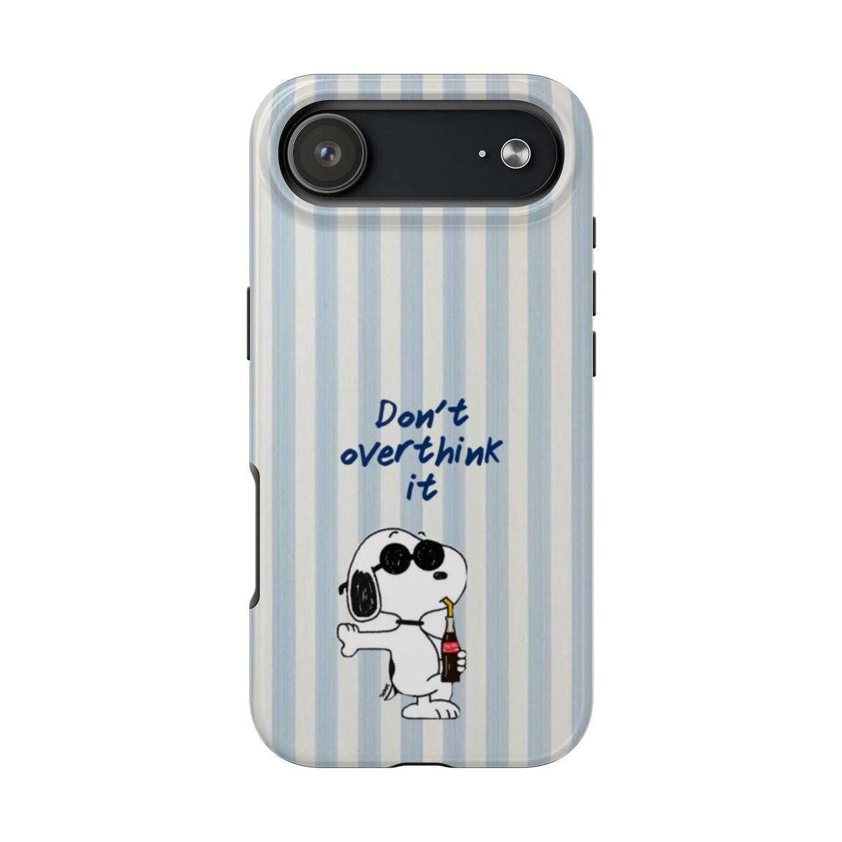 Snoopy "Don't Overthink It" Tough Phone Case — Striped Protective Cover