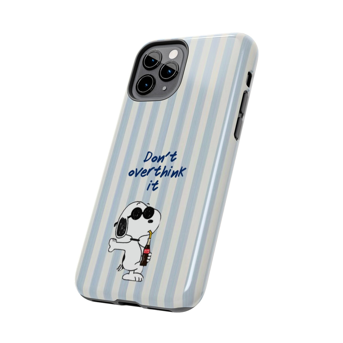 Snoopy "Don't Overthink It" Tough Phone Case — Striped Protective Cover