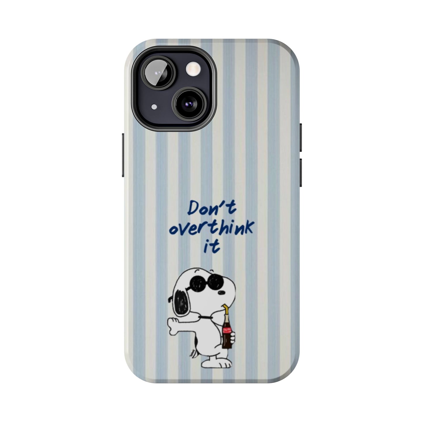 Snoopy "Don't Overthink It" Tough Phone Case — Striped Protective Cover