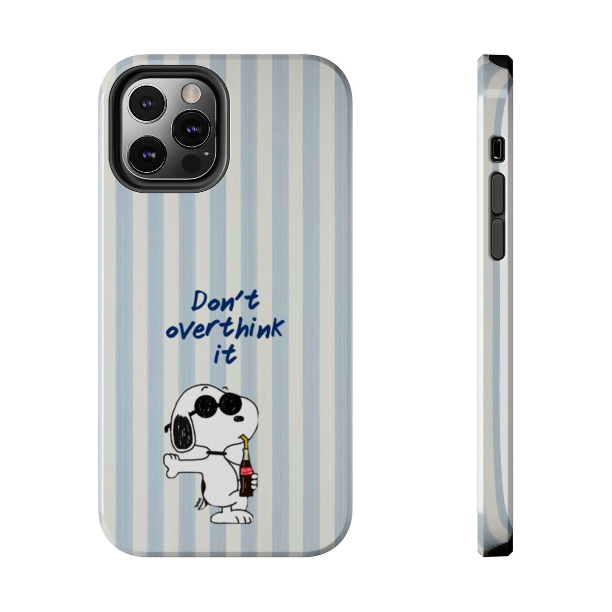 Snoopy "Don't Overthink It" Tough Phone Case — Striped Protective Cover