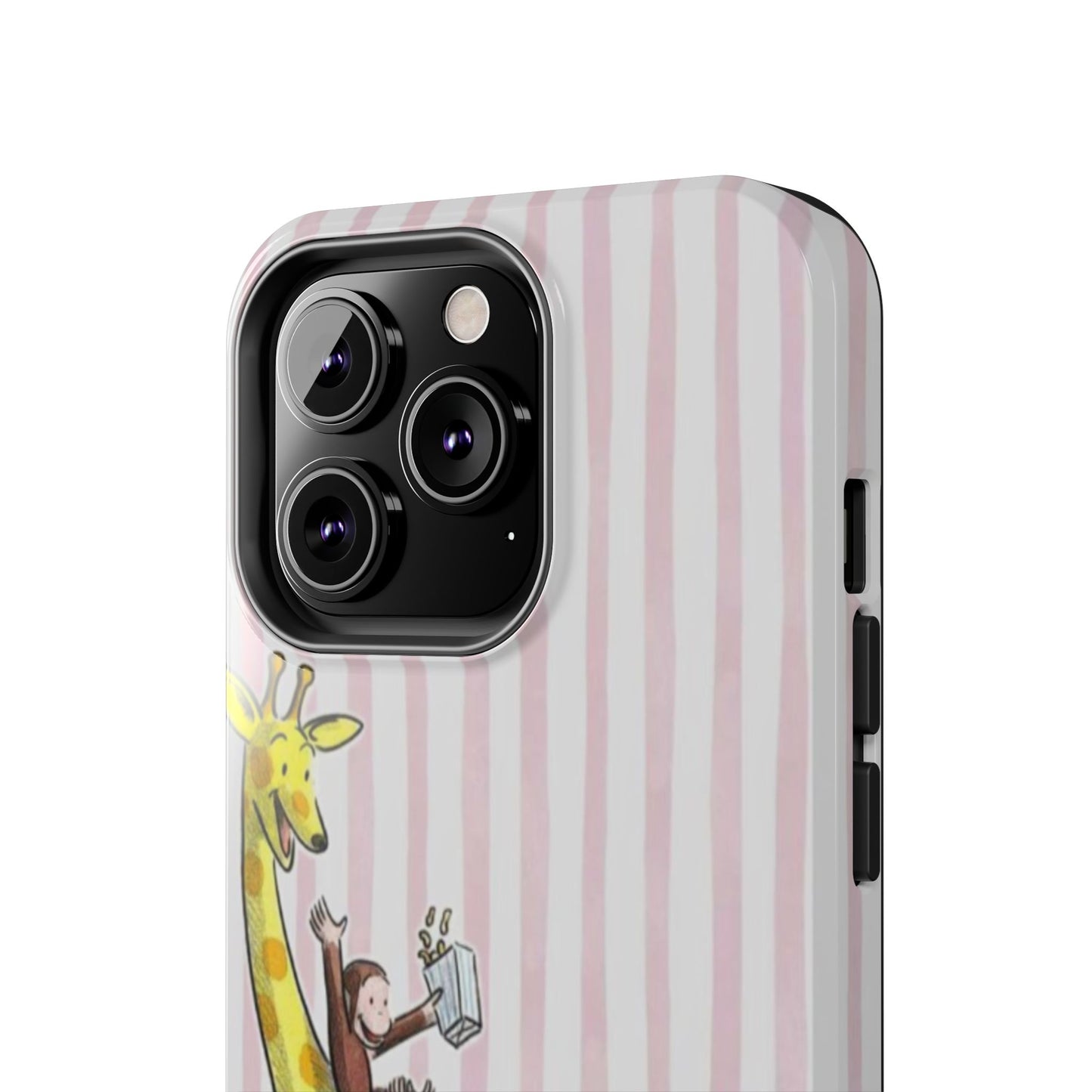 Curious George and Giraffe — Giraffe & Monkey Phone Case Cute Pink Striped Tough Case