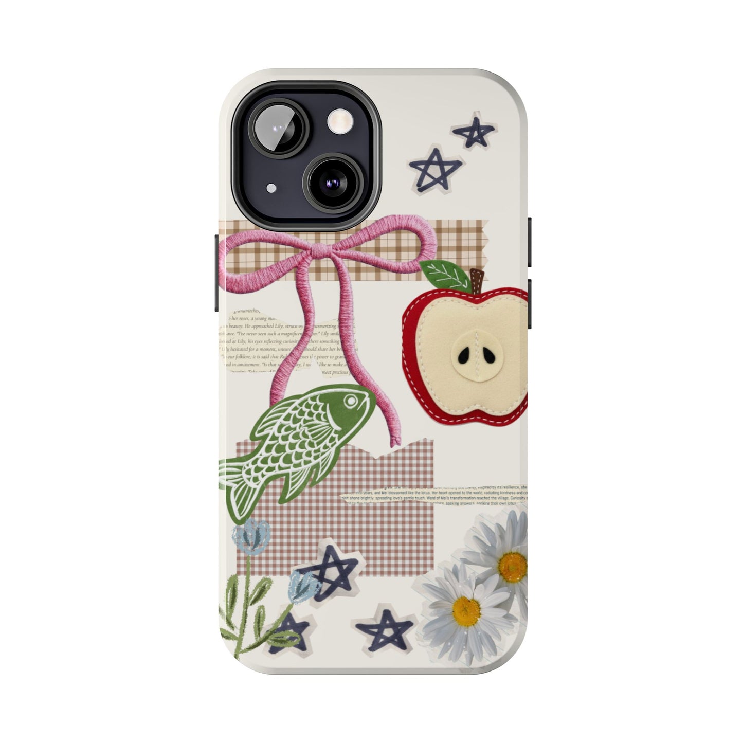 Spring Fling — Collage of Flowers Stars Fruit Fish Newspaper Cream Phone Case