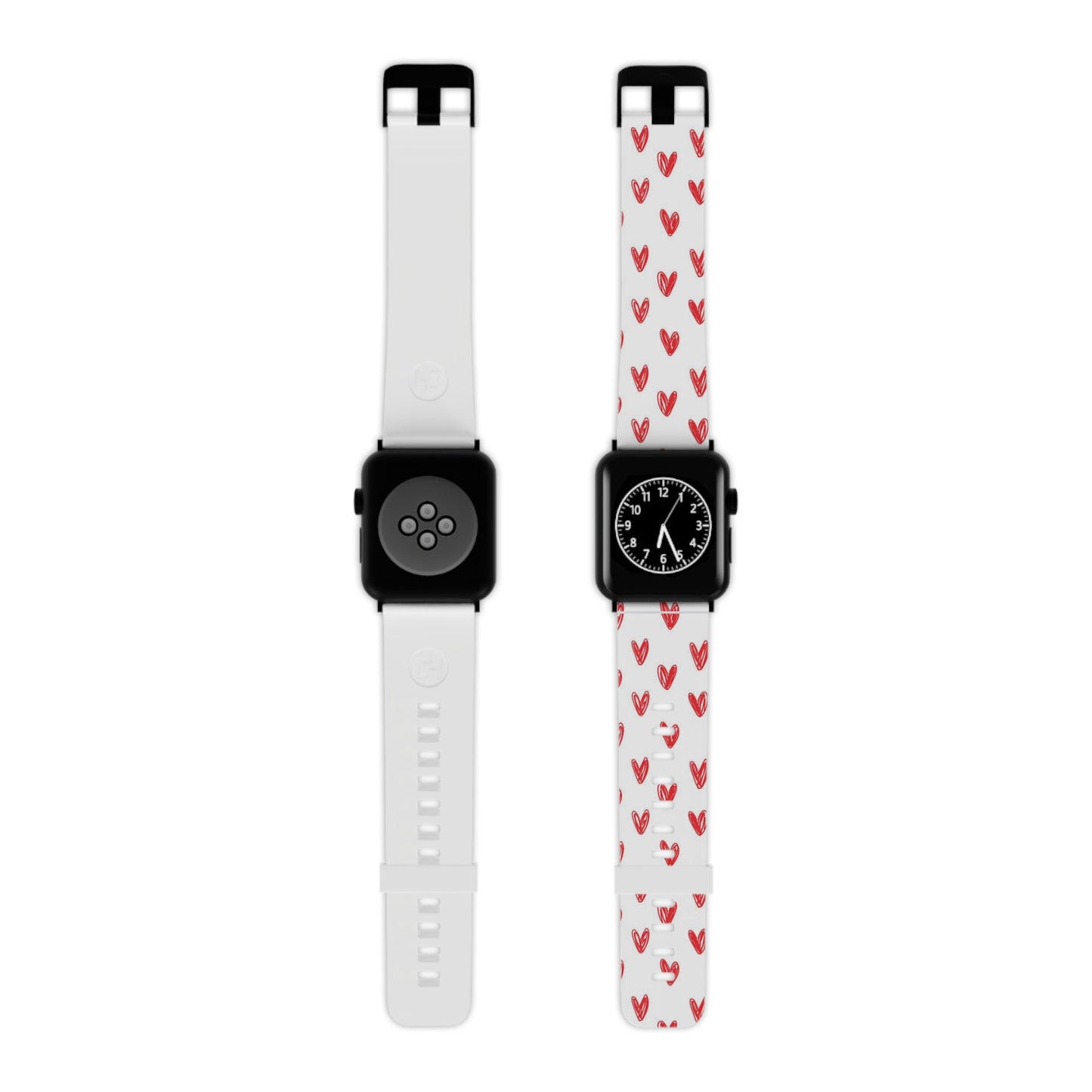 Left On Red — Apple Watch Band Red Hand-Drawn Hearts Pattern