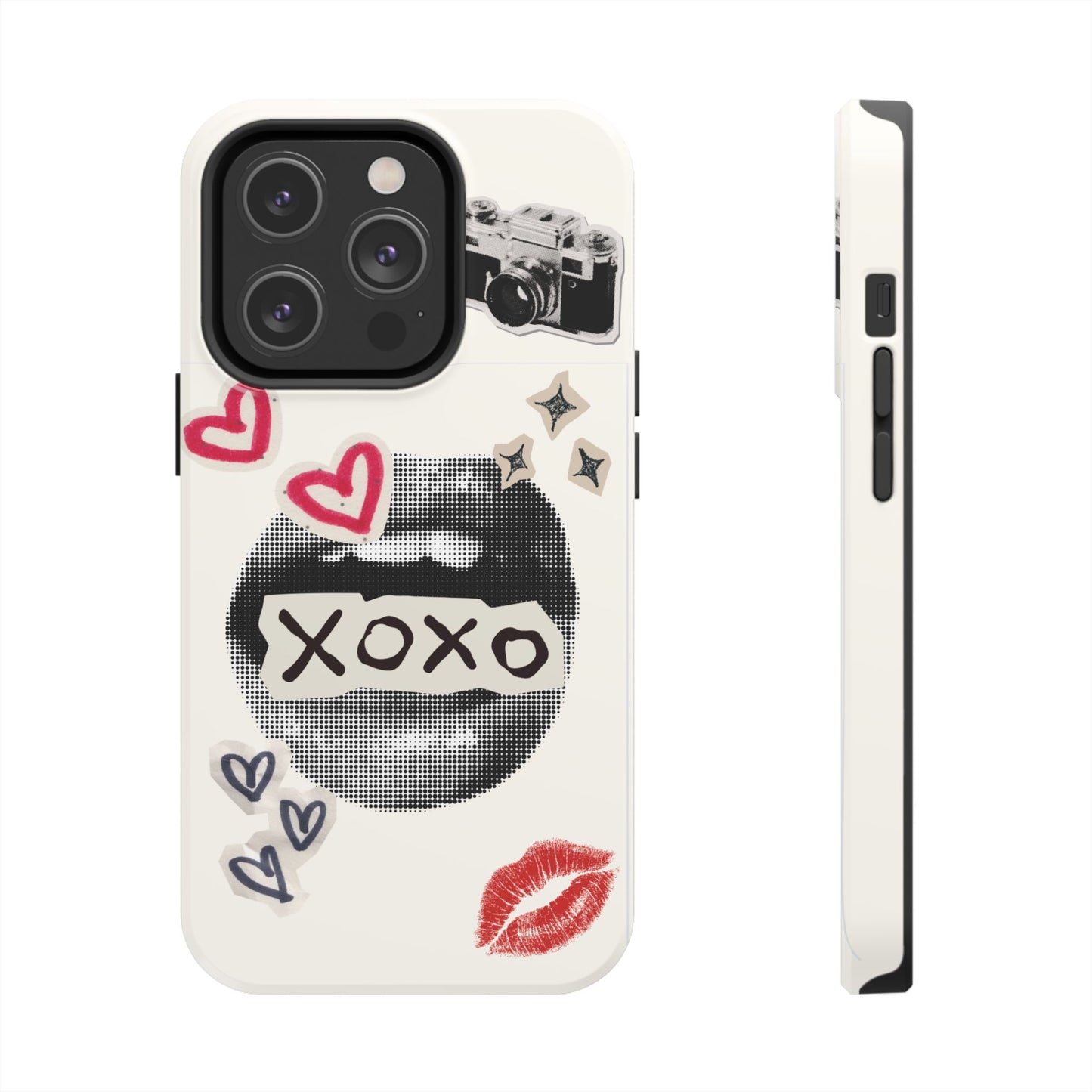 XOXO Lips Phone Case | Retro Pop Art Camera & Hearts