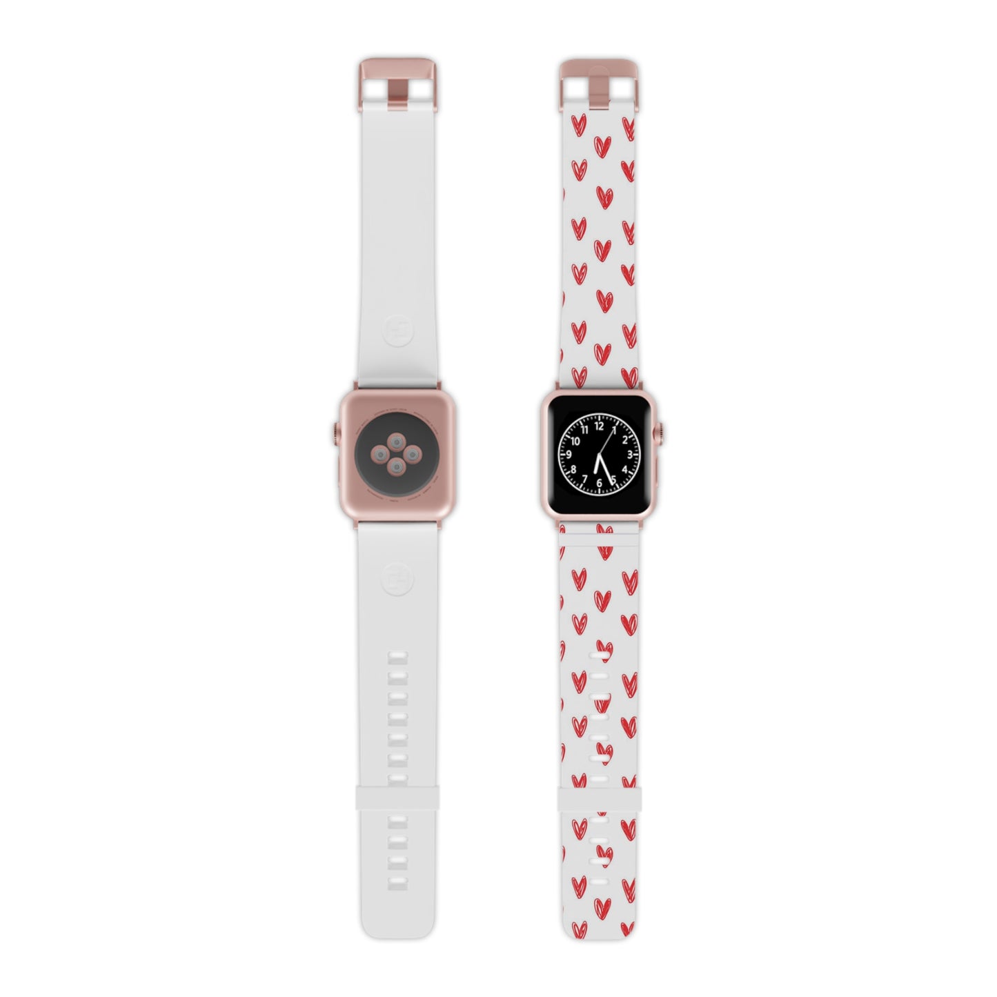 Left On Red — Apple Watch Band Red Hand-Drawn Hearts Pattern