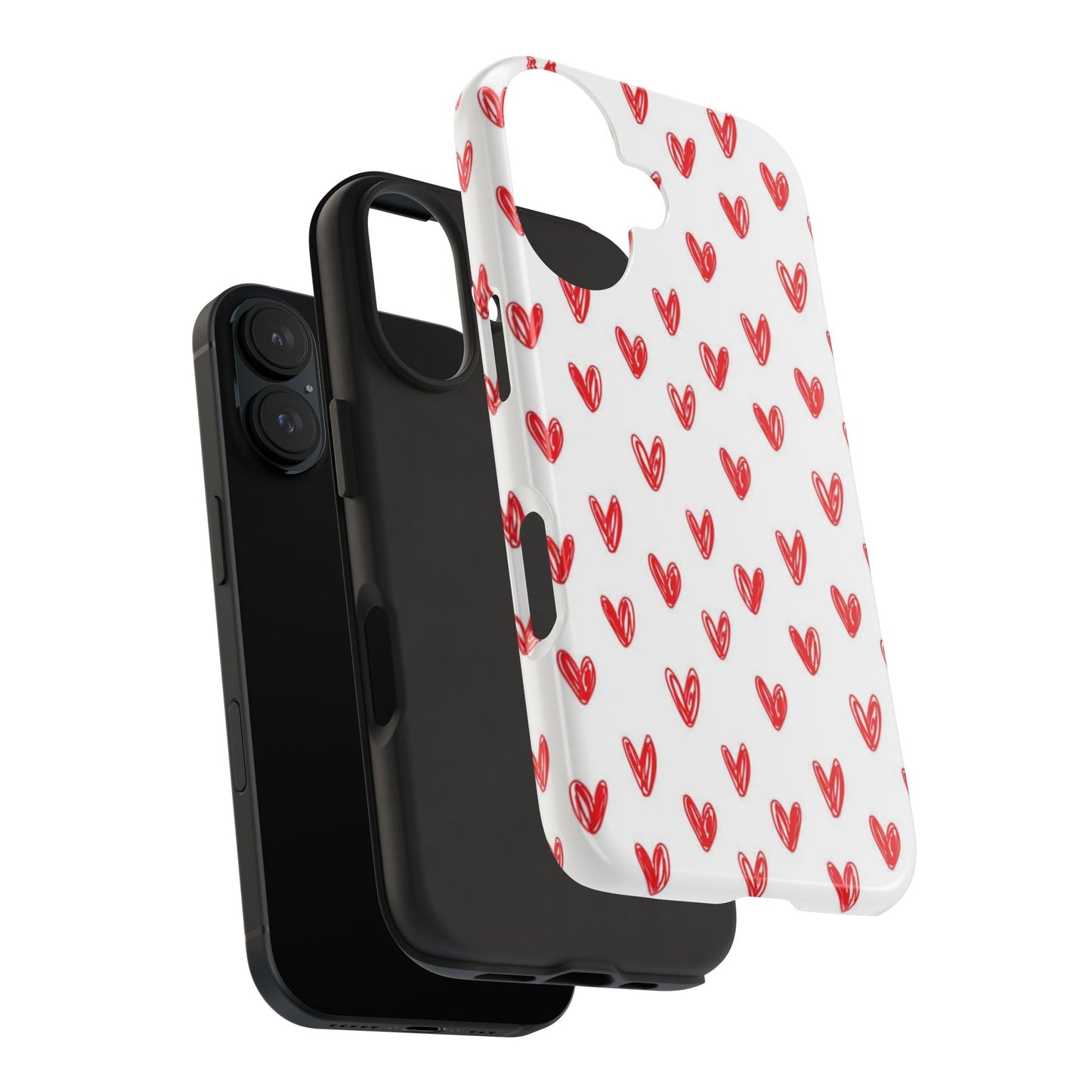 Love Notes | Red Hand-Drawn Hearts Phone Case Tough Phone Case