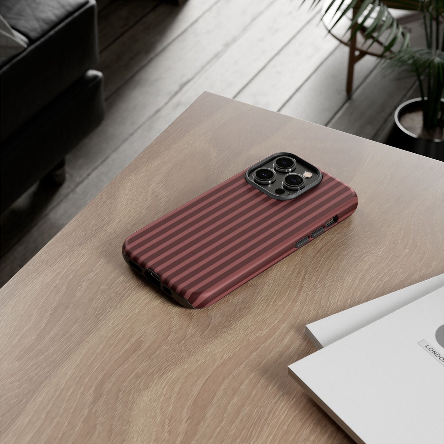 Striped Double Burgundy  — Tough Phone Case