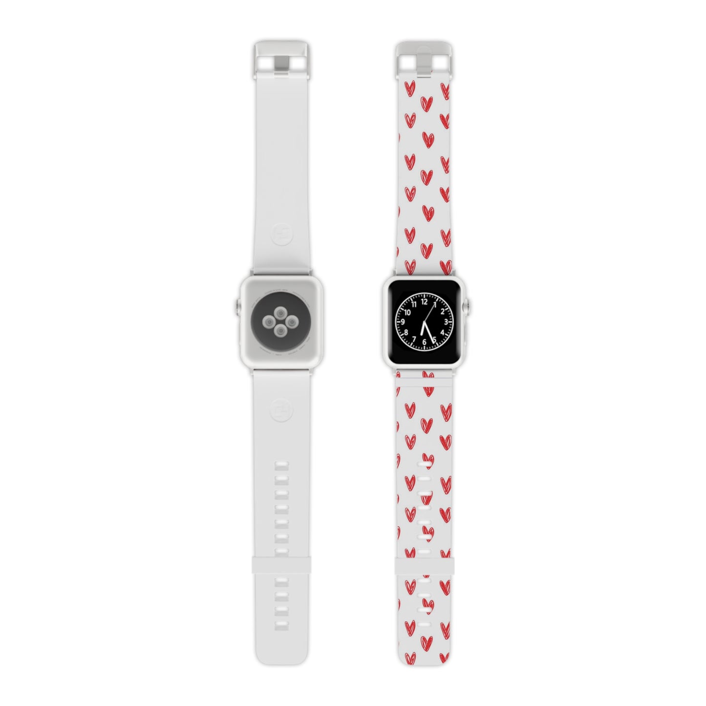 Left On Red — Apple Watch Band Red Hand-Drawn Hearts Pattern