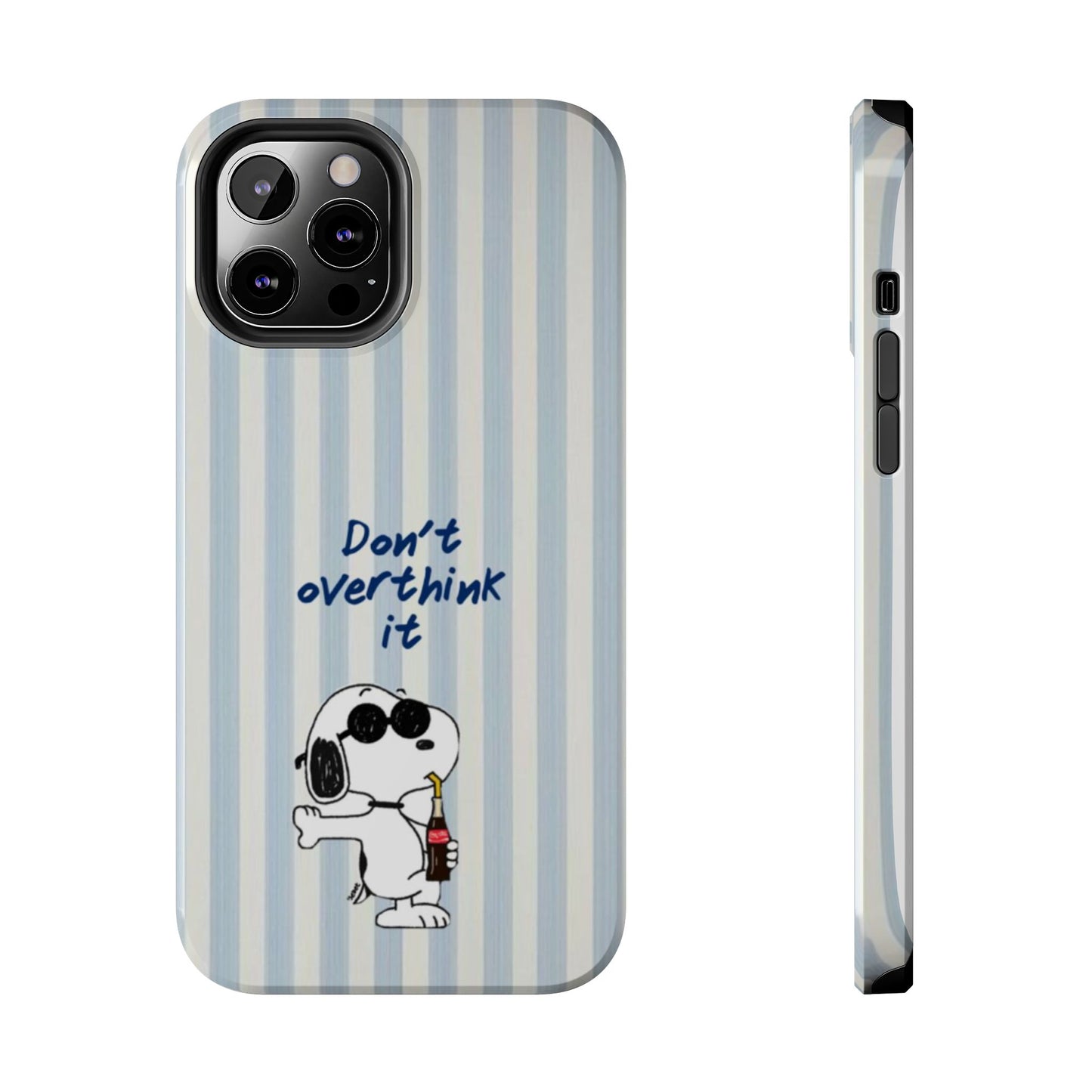 Snoopy "Don't Overthink It" Tough Phone Case — Striped Protective Cover