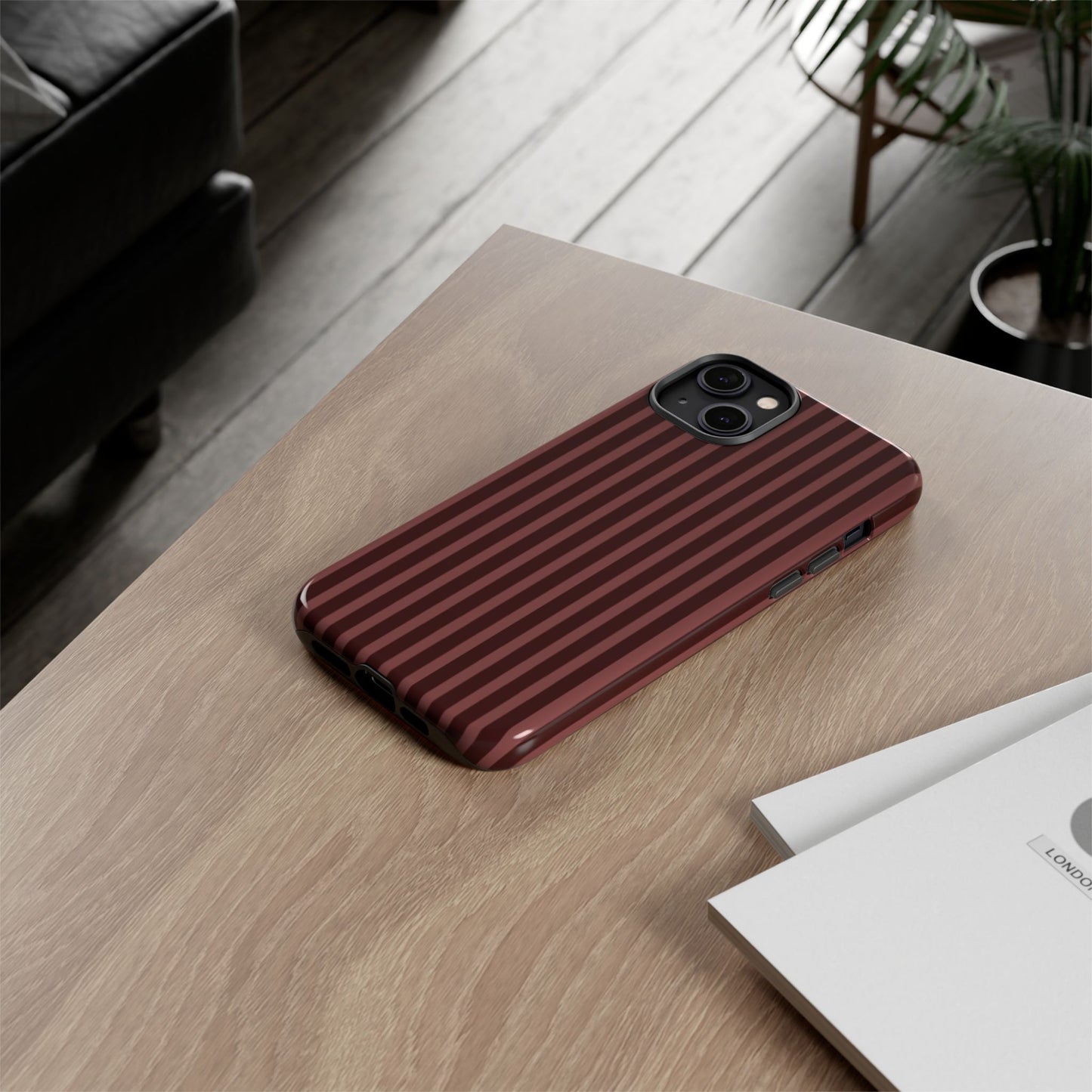 Striped Double Burgundy  — Tough Phone Case