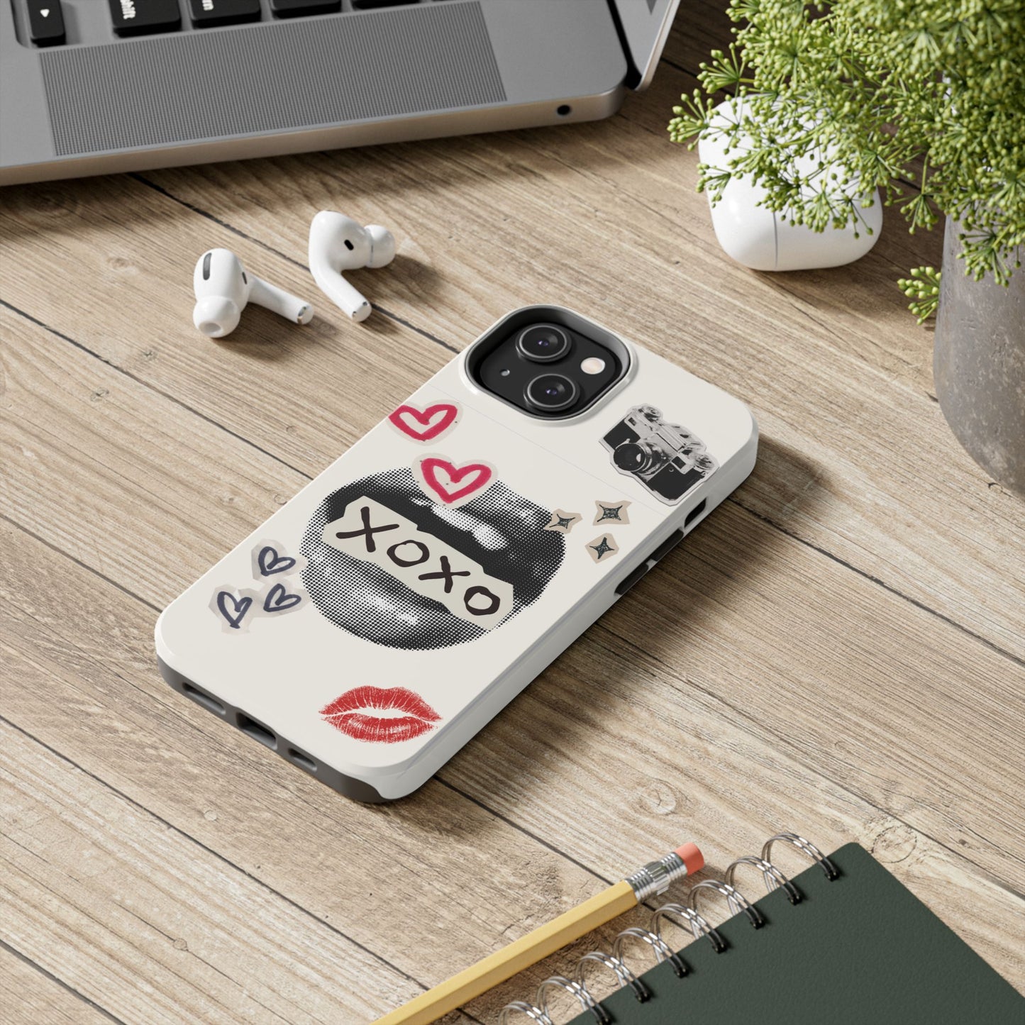 XOXO Lips Phone Case | Retro Pop Art Camera & Hearts