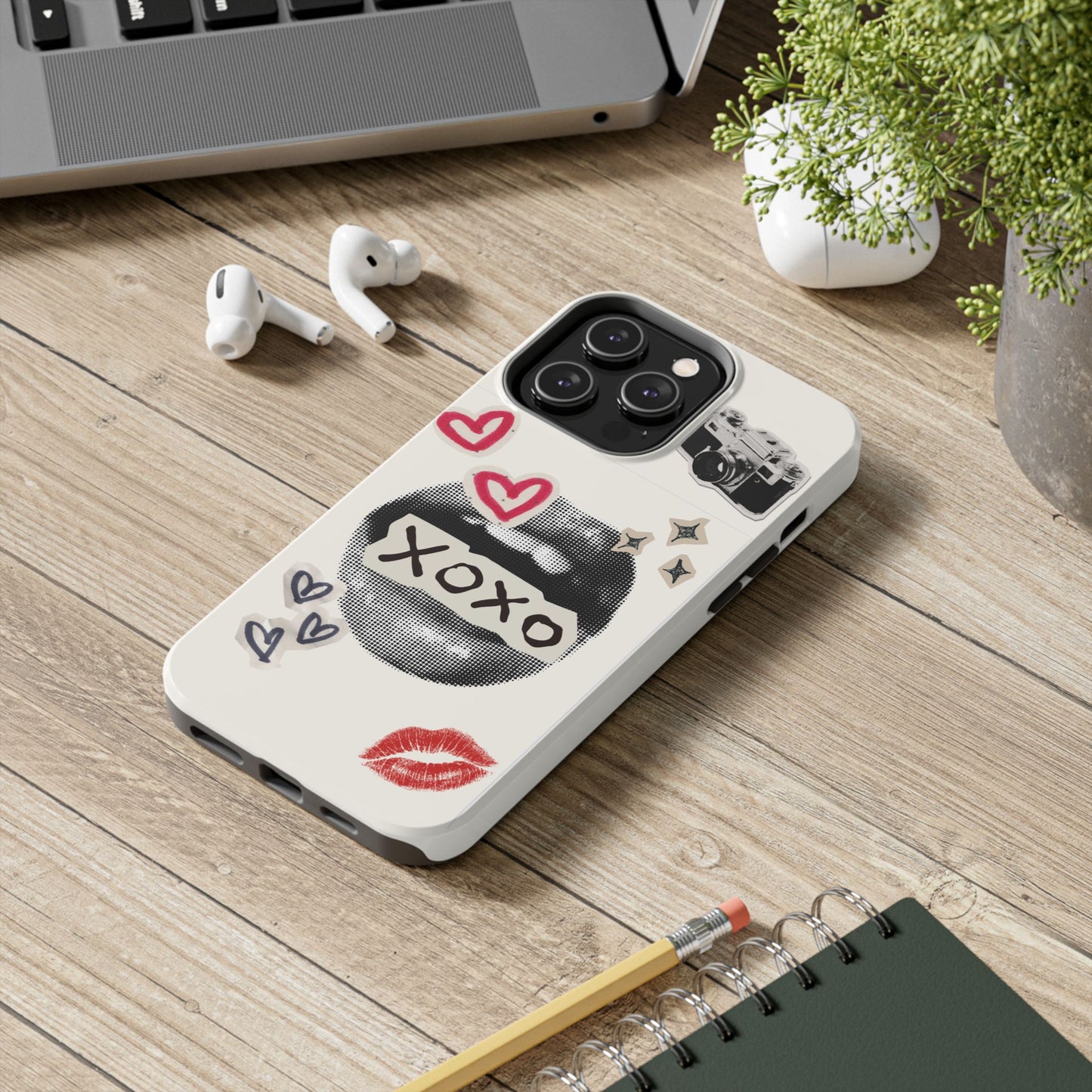 XOXO Lips Phone Case | Retro Pop Art Camera & Hearts