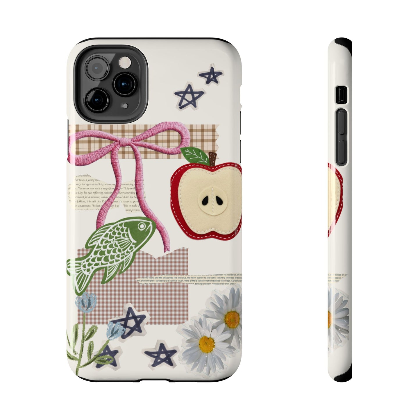 Spring Fling — Collage of Flowers Stars Fruit Fish Newspaper Cream Phone Case