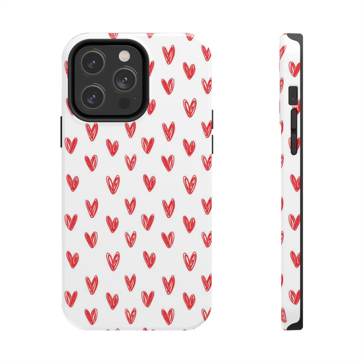 Love Notes | Red Hand-Drawn Hearts Phone Case Tough Phone Case
