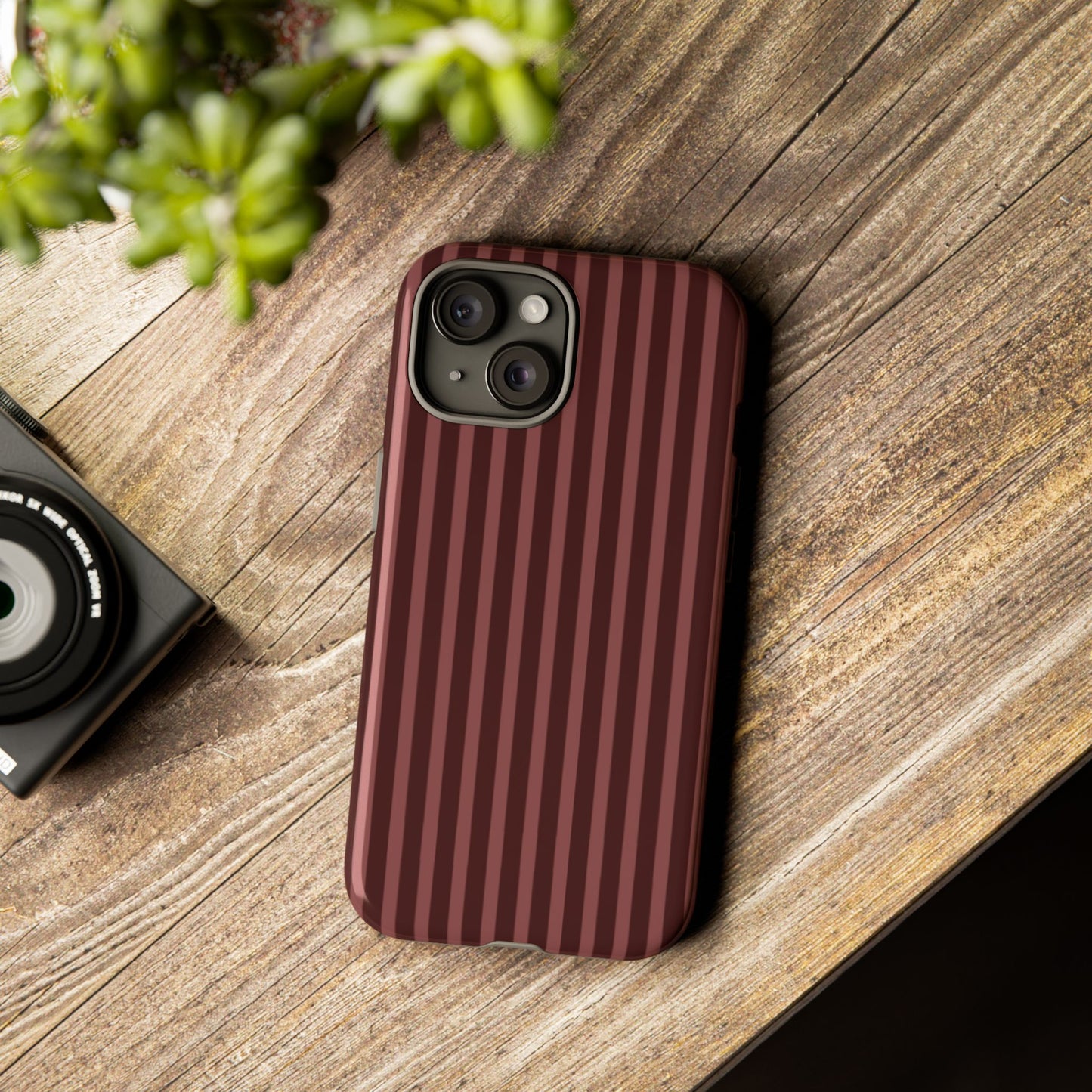 Striped Double Burgundy  — Tough Phone Case