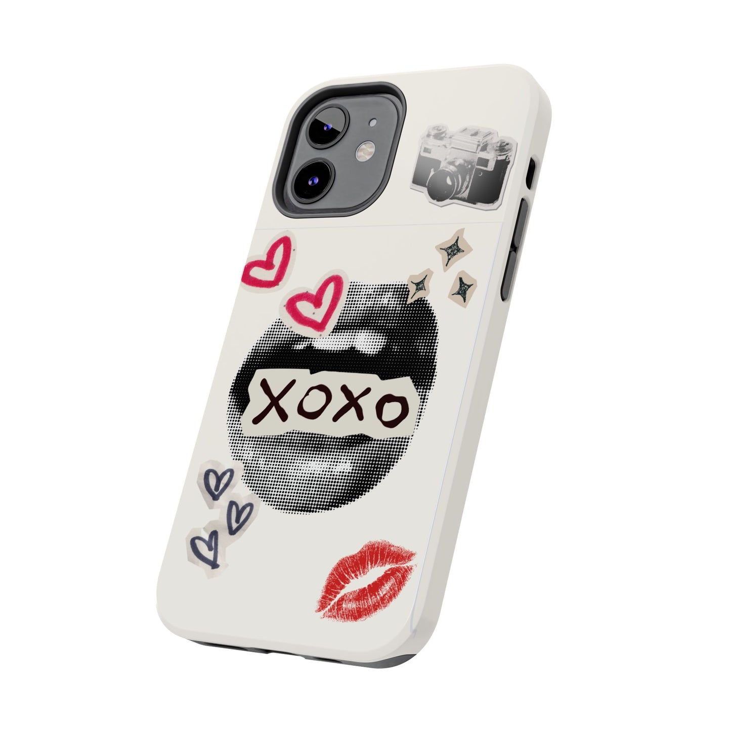 XOXO Lips Phone Case | Retro Pop Art Camera & Hearts