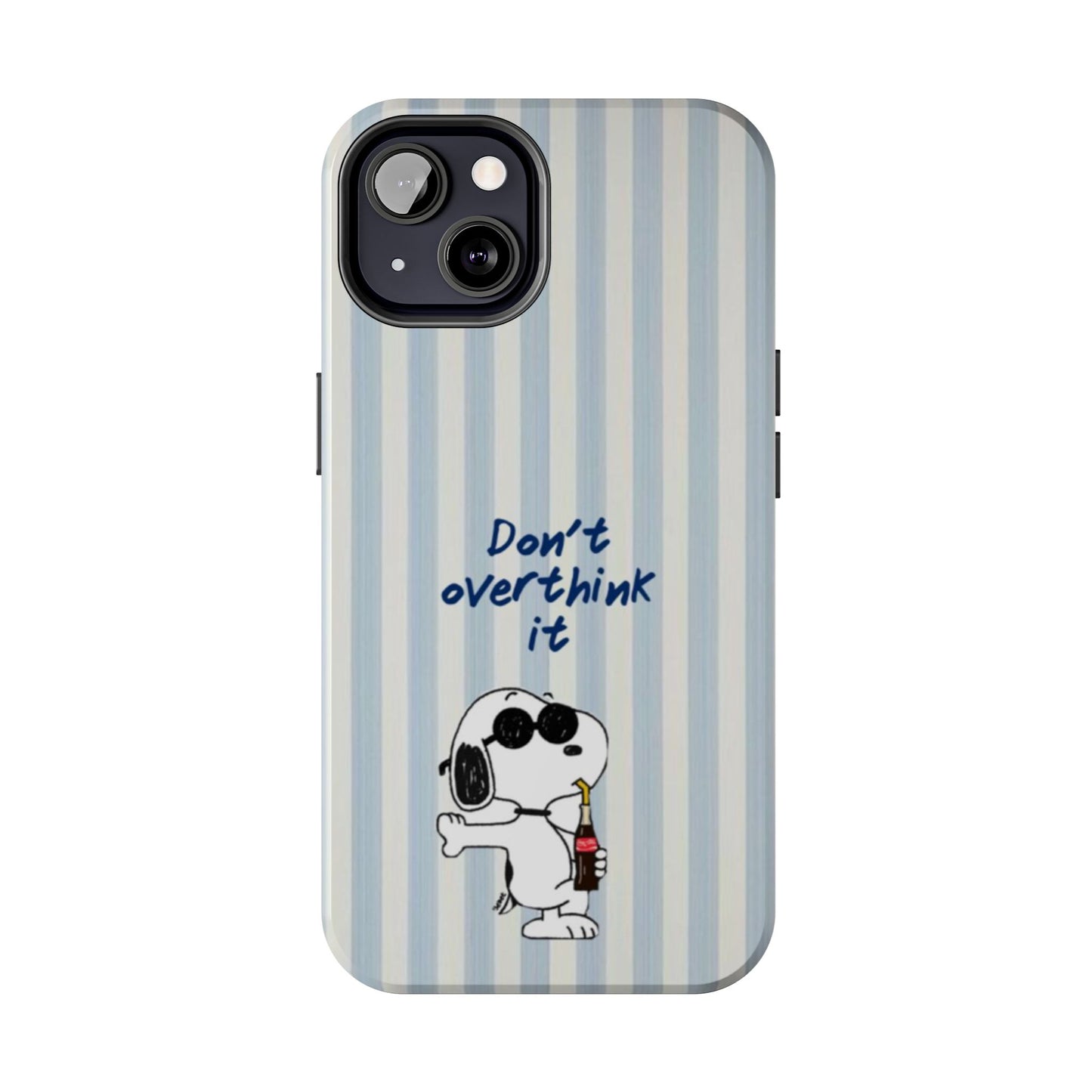 Snoopy "Don't Overthink It" Tough Phone Case — Striped Protective Cover