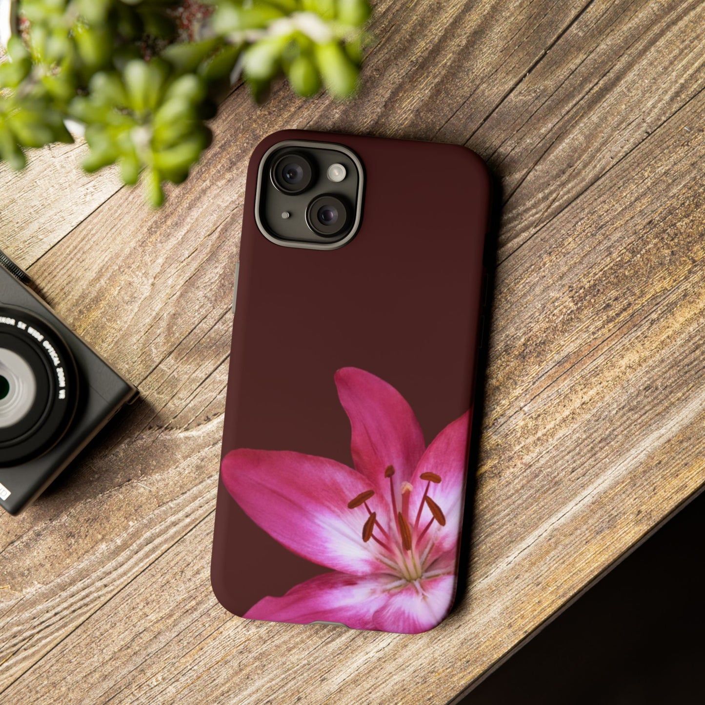 Burgundy Lily Floral – Phone Case Tough Case