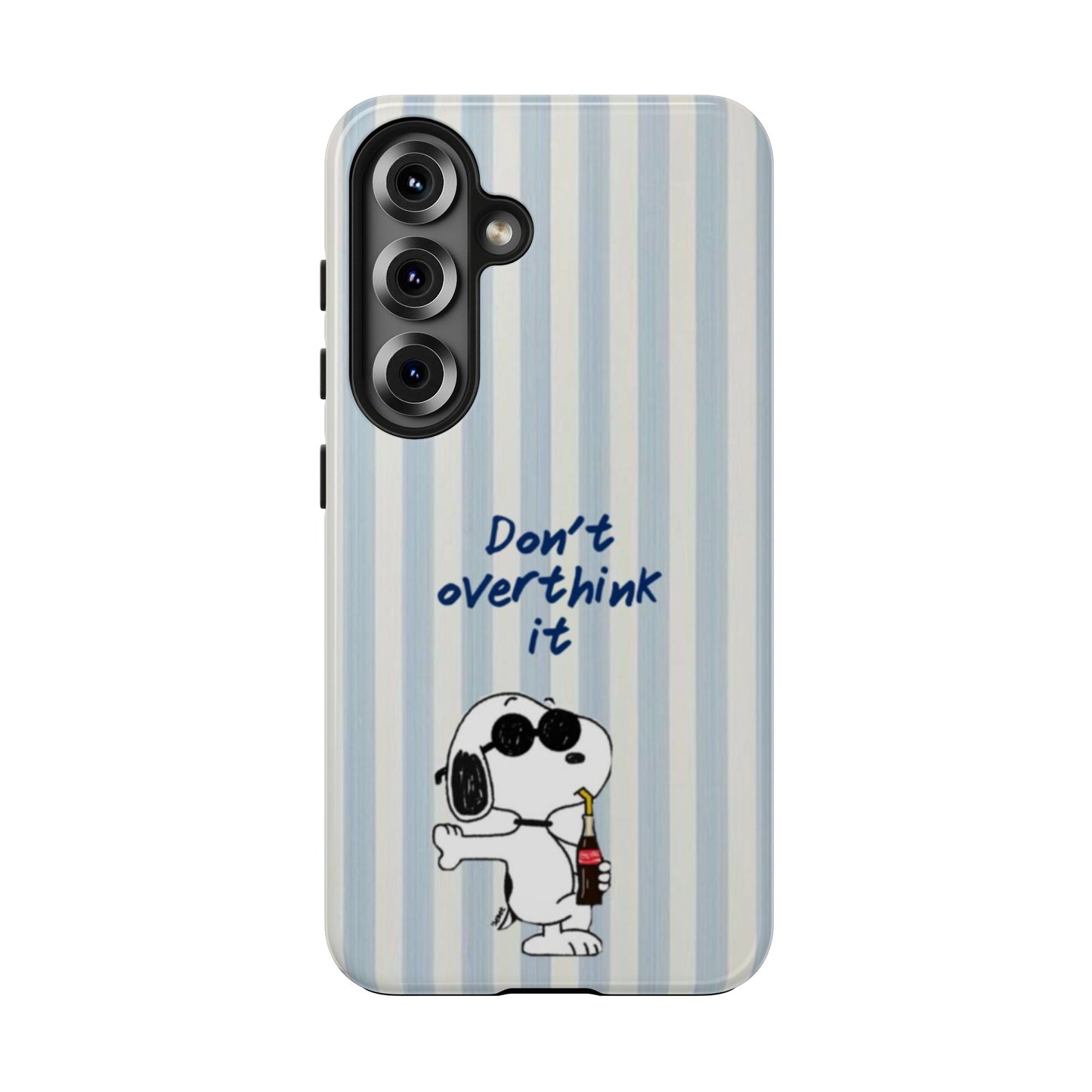 Snoopy "Don't Overthink It" Tough Phone Case — Striped Protective Cover