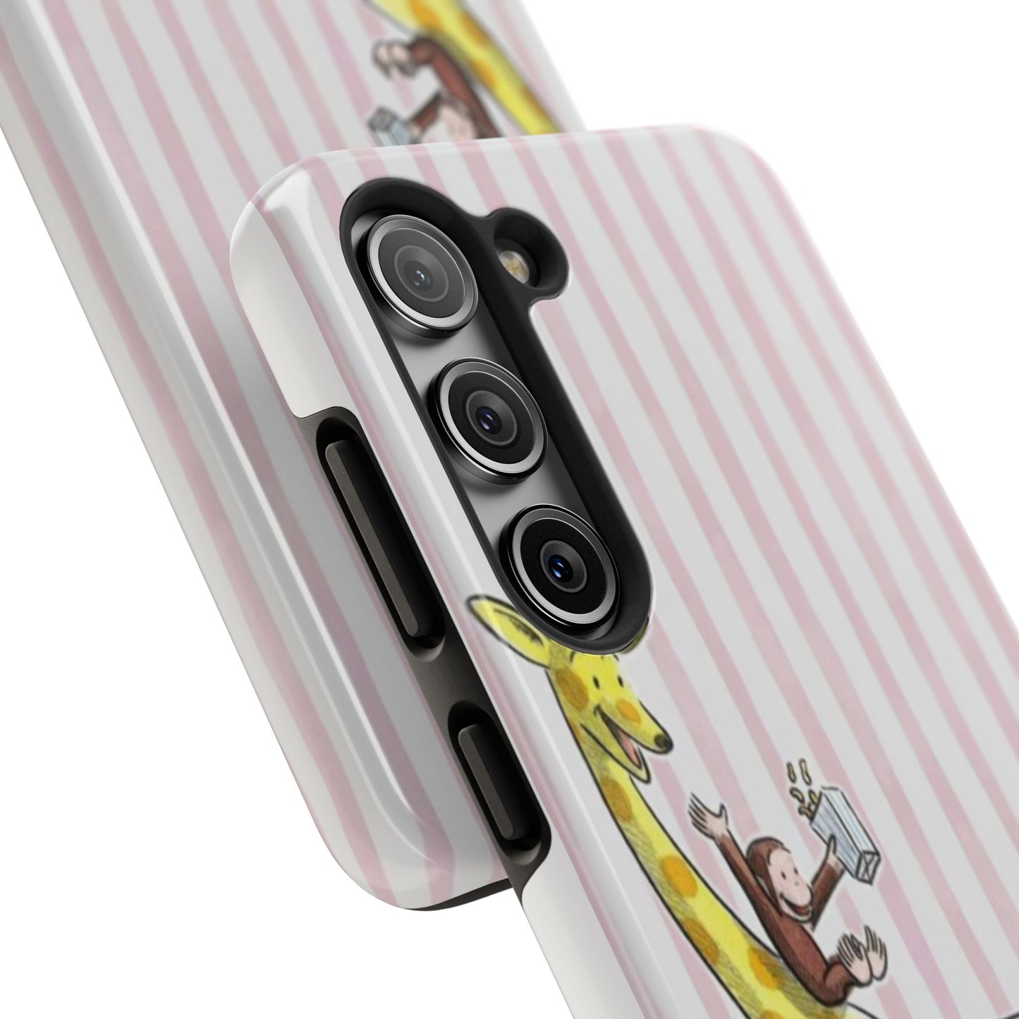 Curious George and Giraffe — Giraffe & Monkey Phone Case Cute Pink Striped Tough Case