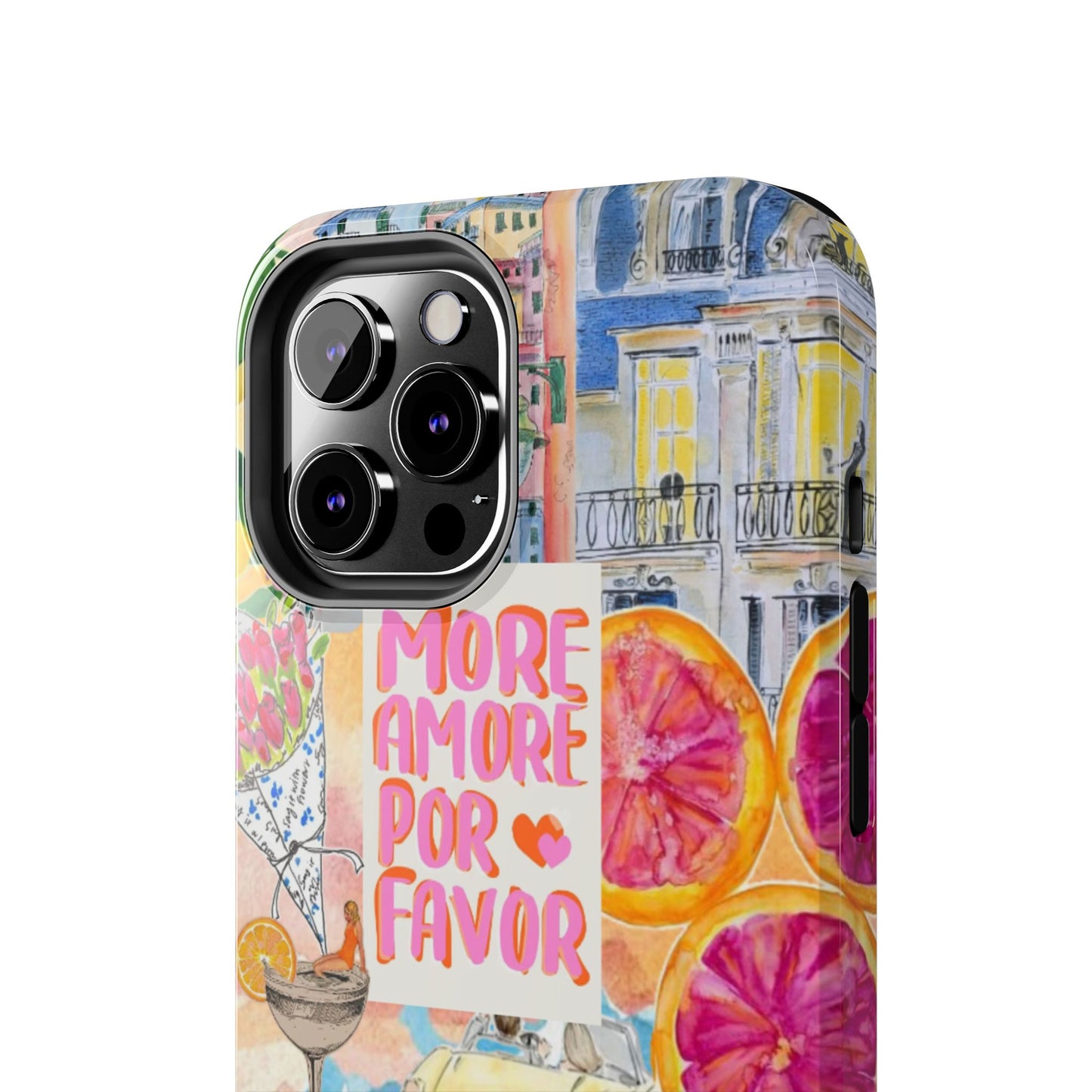 European Summers – Tough Phone Case  Tropical Watercolor Citrus & Seashell Design