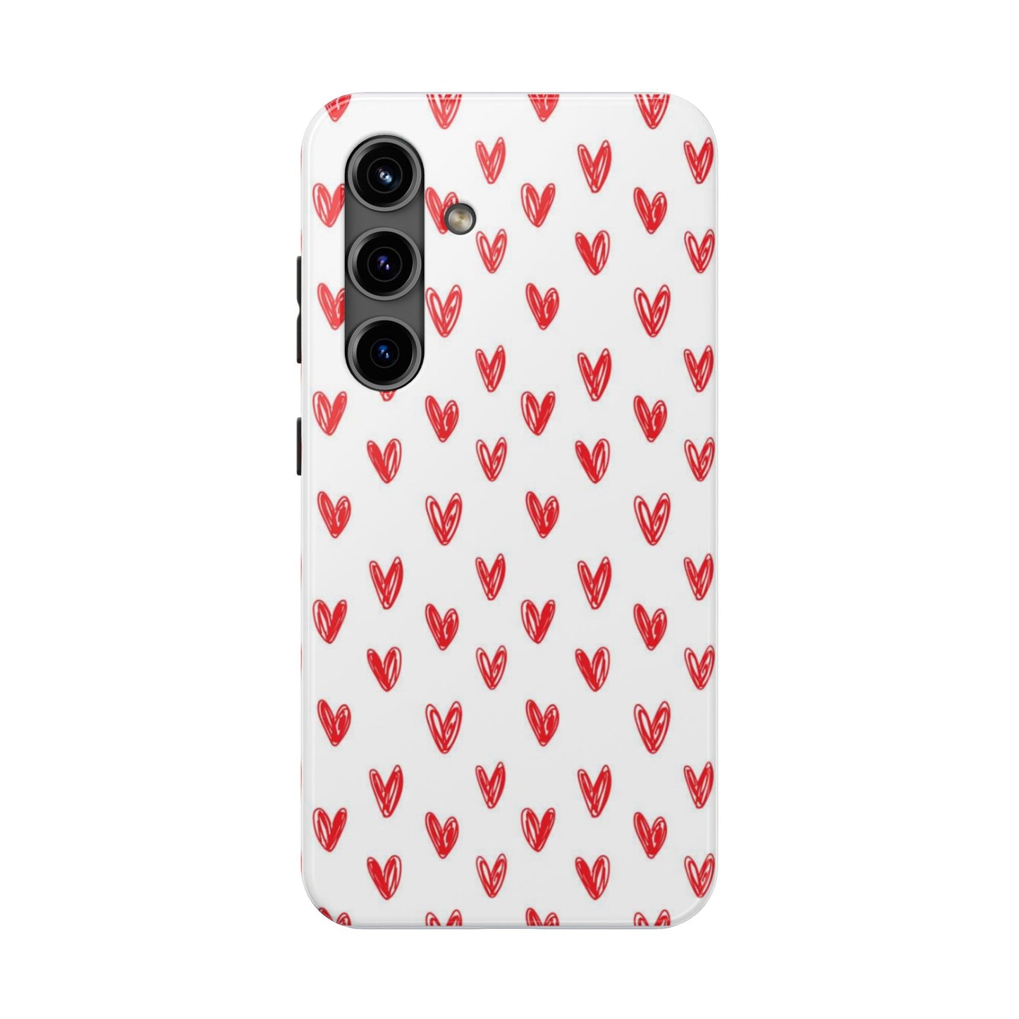 Love Notes | Red Hand-Drawn Hearts Phone Case Tough Phone Case
