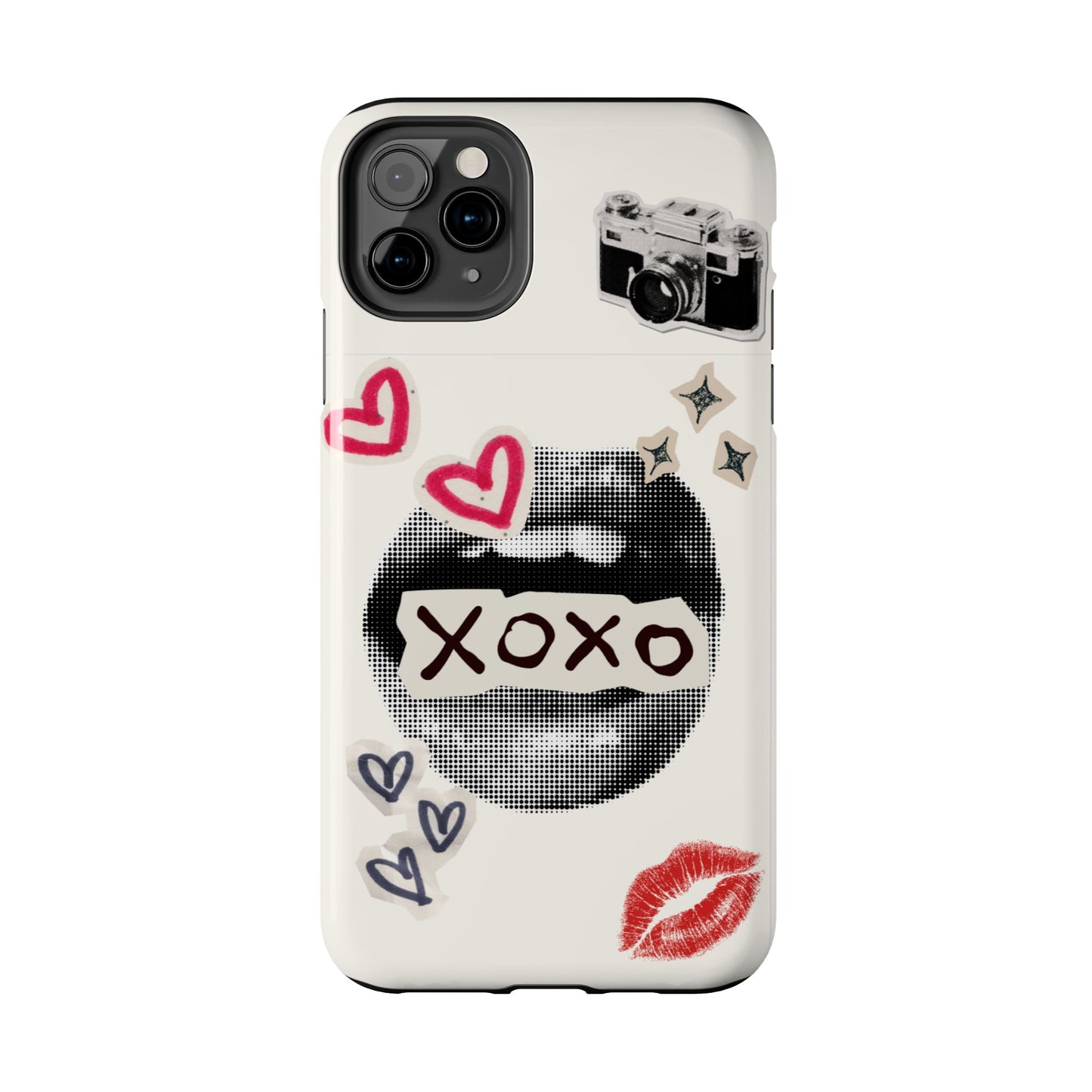 XOXO Lips Phone Case | Retro Pop Art Camera & Hearts