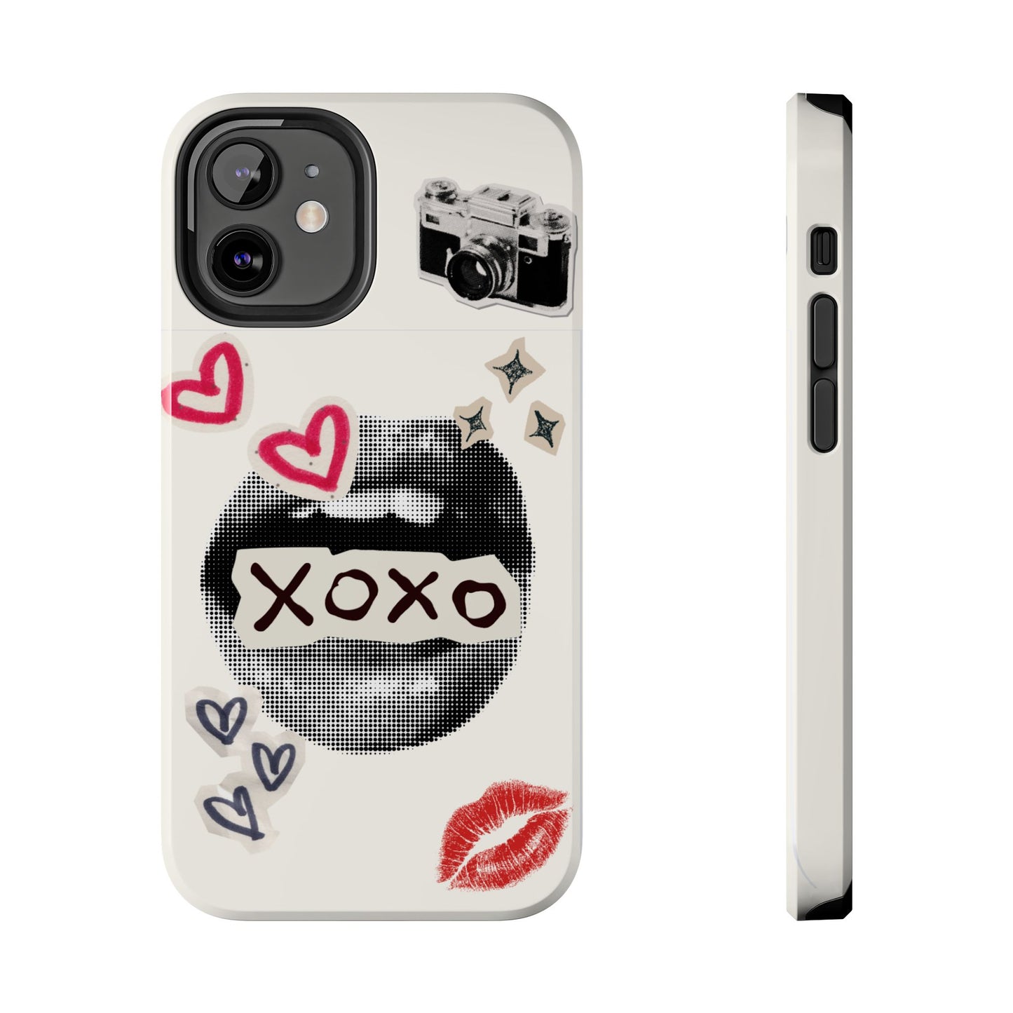 XOXO Lips Phone Case | Retro Pop Art Camera & Hearts