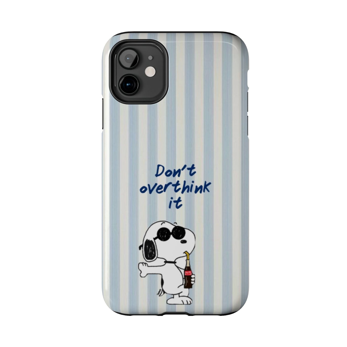 Snoopy "Don't Overthink It" Tough Phone Case — Striped Protective Cover