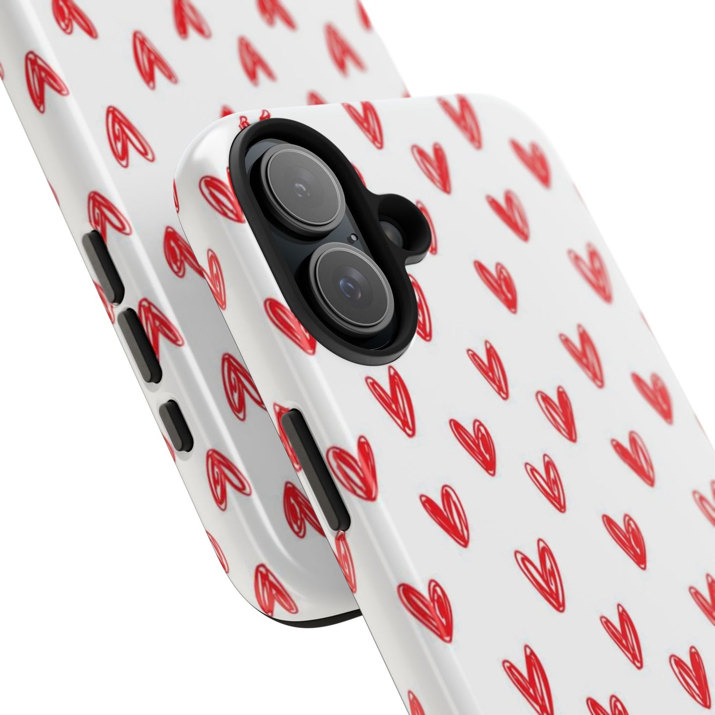 Love Notes | Red Hand-Drawn Hearts Phone Case Tough Phone Case