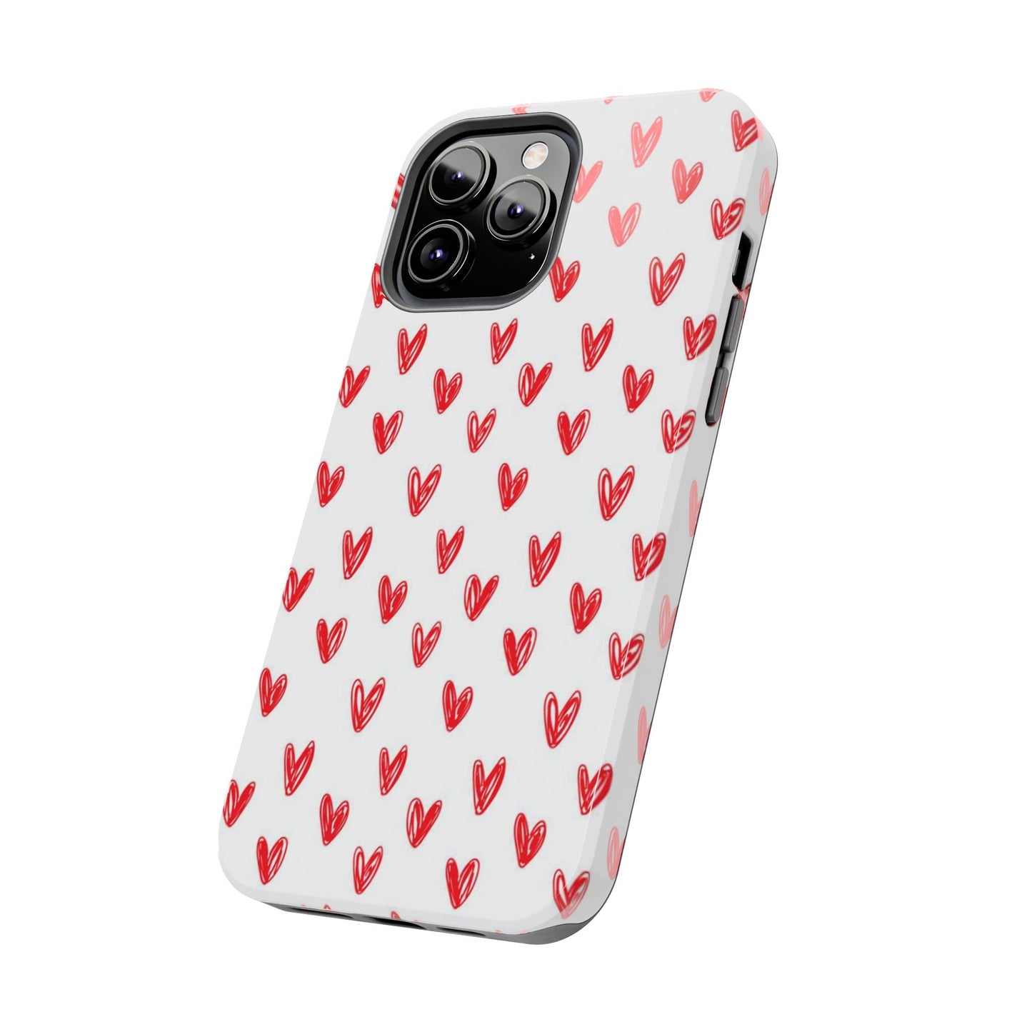 Love Notes | Red Hand-Drawn Hearts Phone Case Tough Phone Case