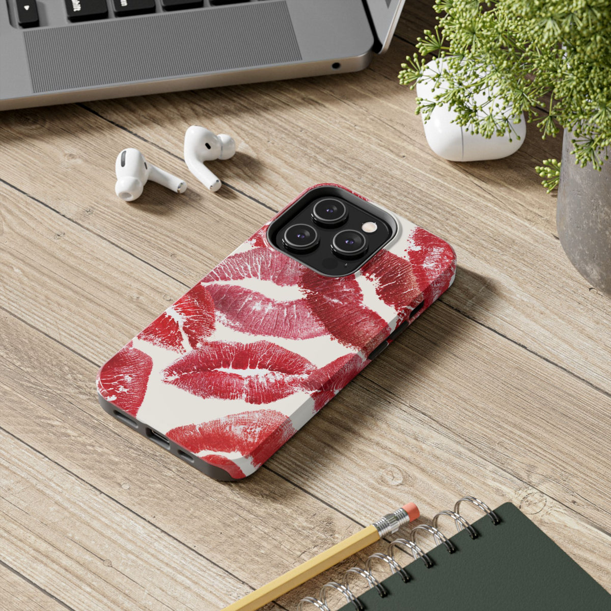 Red Lipstick Kiss Pattern Phone Case | Tough Phone Case
