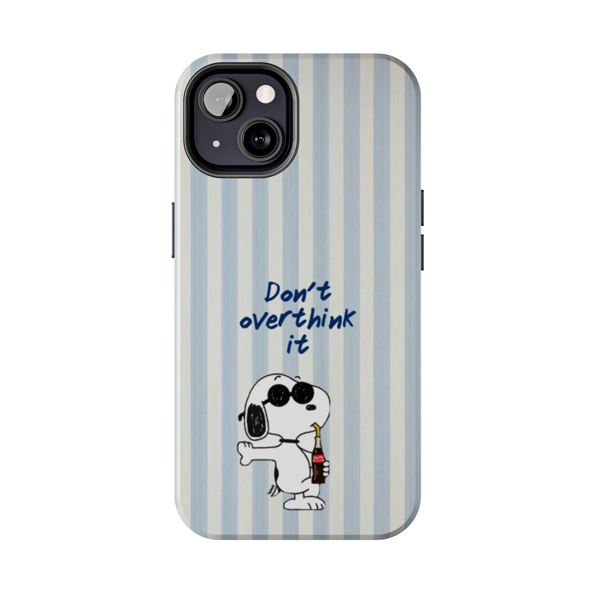 Snoopy "Don't Overthink It" Tough Phone Case — Striped Protective Cover