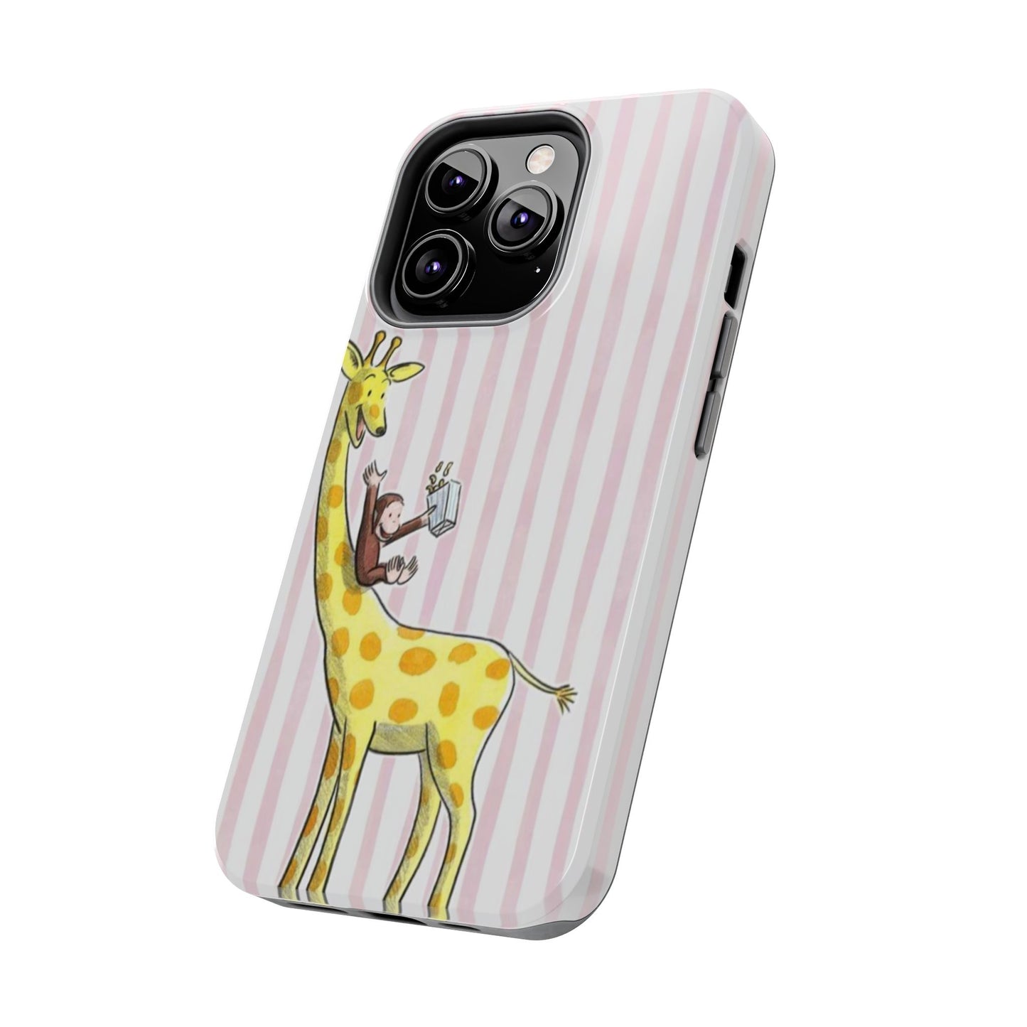 Curious George and Giraffe — Giraffe & Monkey Phone Case Cute Pink Striped Tough Case