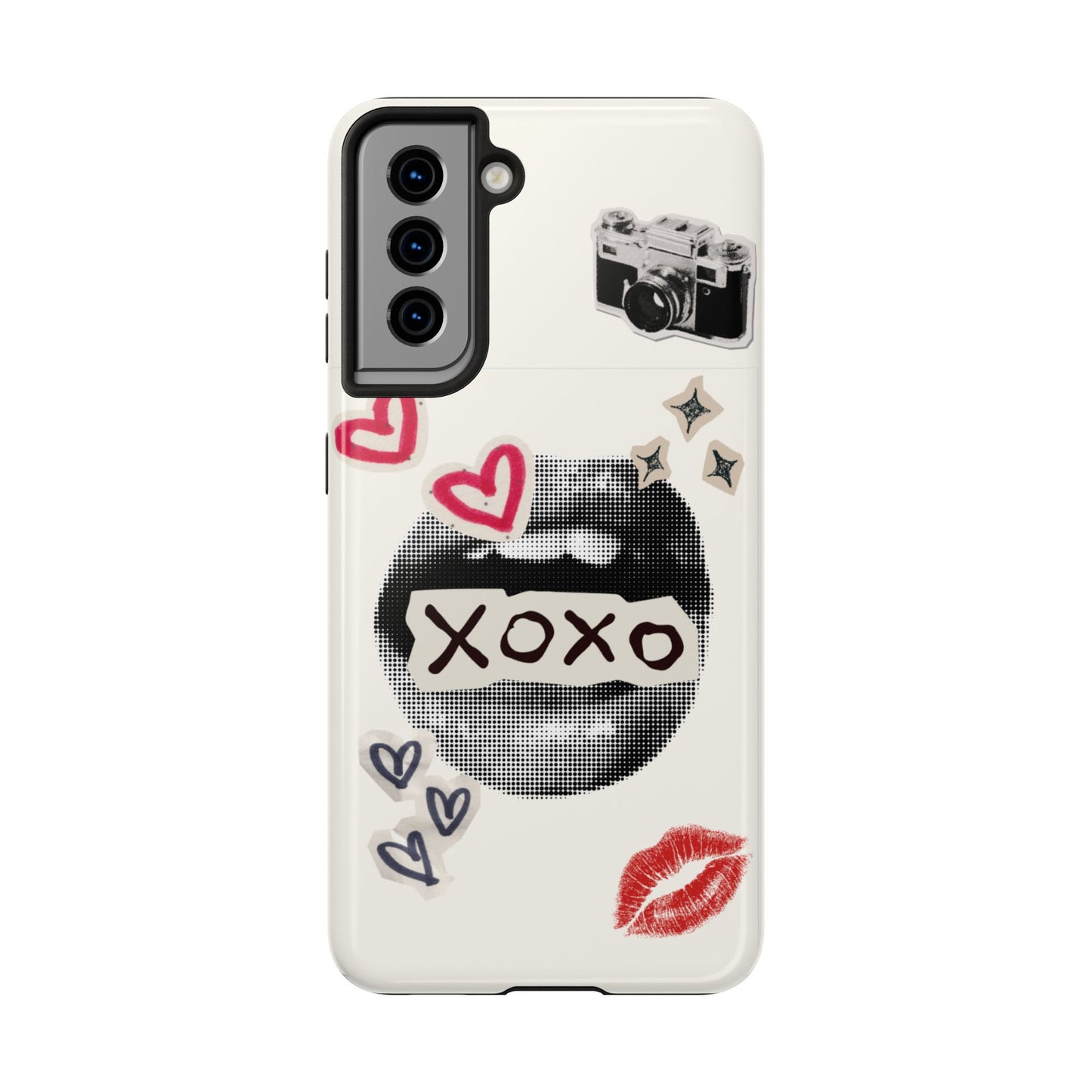 XOXO Lips Phone Case | Retro Pop Art Camera & Hearts