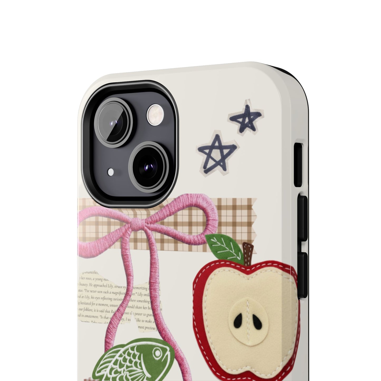 Spring Fling — Collage of Flowers Stars Fruit Fish Newspaper Cream Phone Case